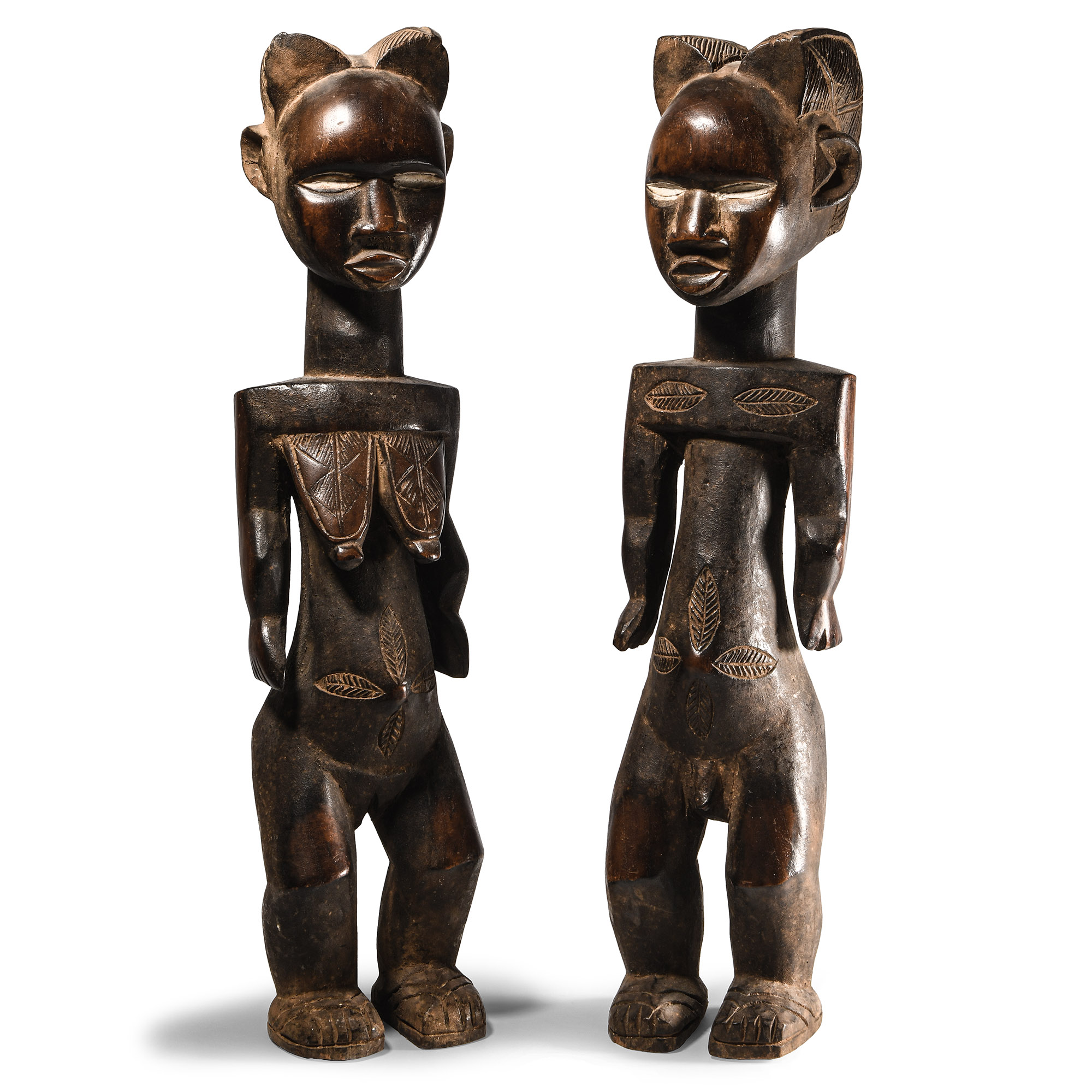 West African Carved Wooden Baule Figure Pair