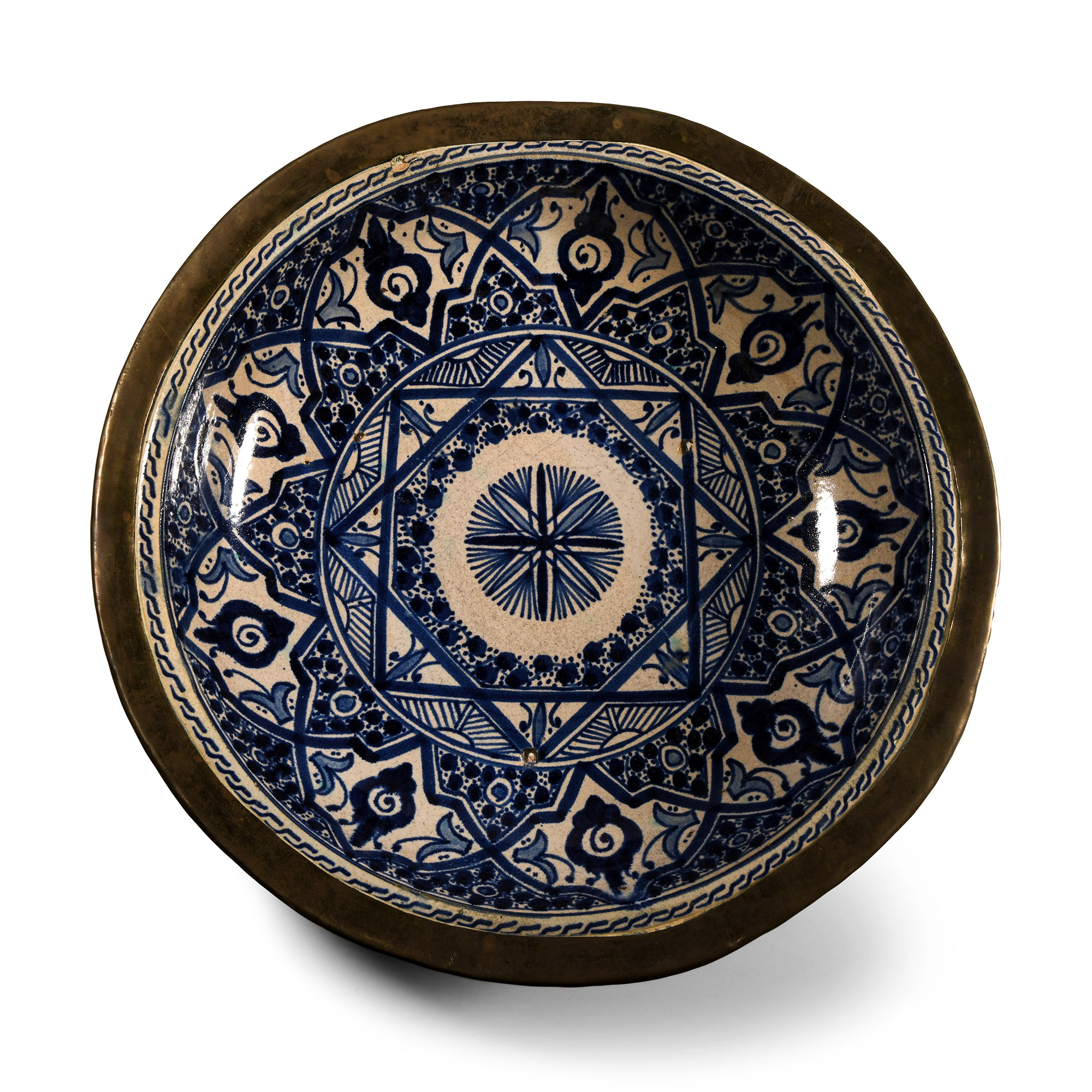 Large Glazed Blue and White Dish