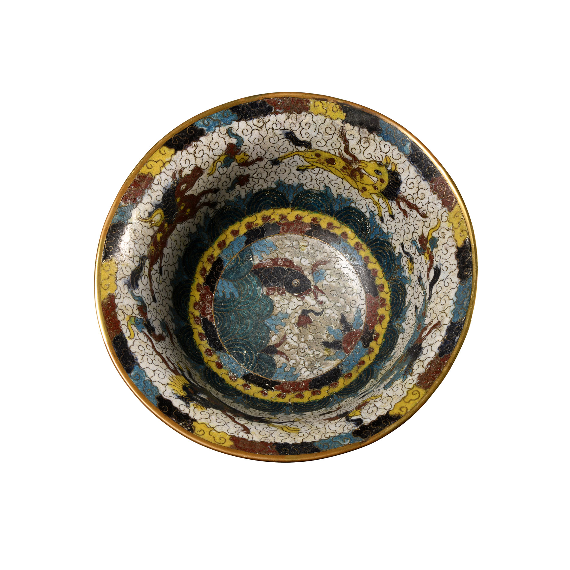 Chinese Cloisonne Enamelled Brass Bowl with Flaring Body
