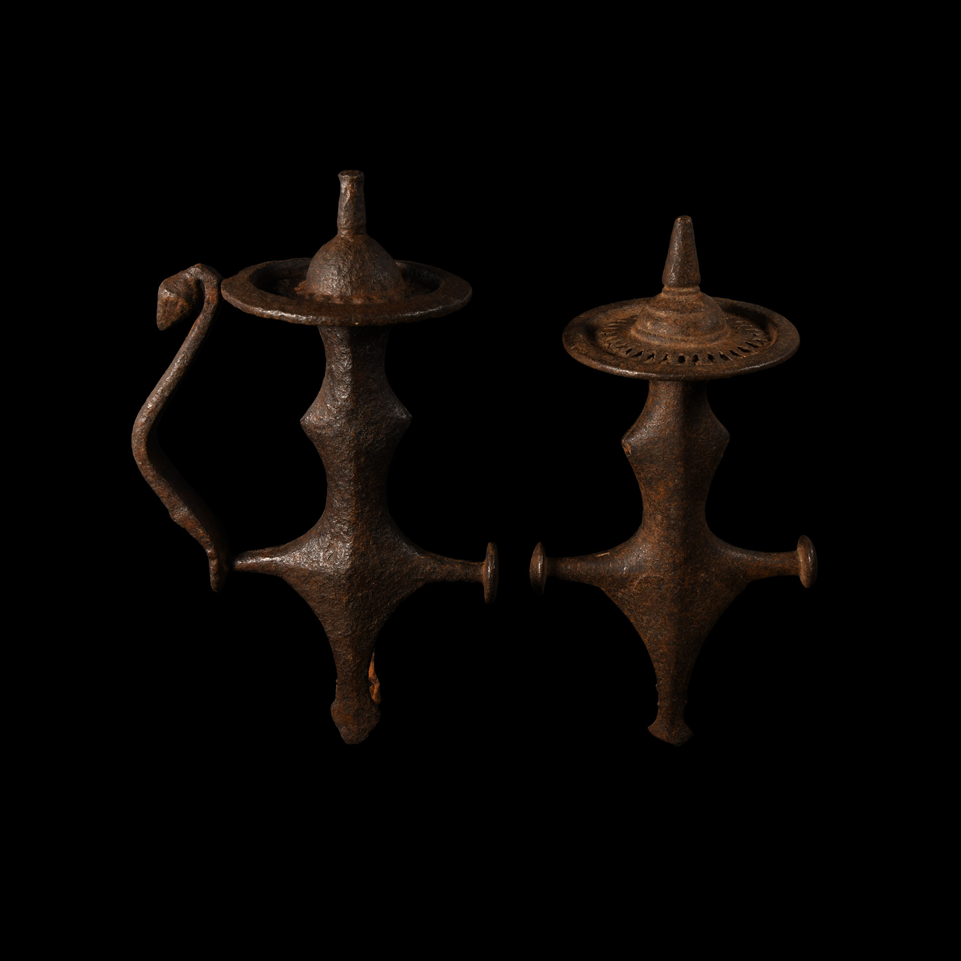 Indian Tulwar Iron Sword Hilt Pair