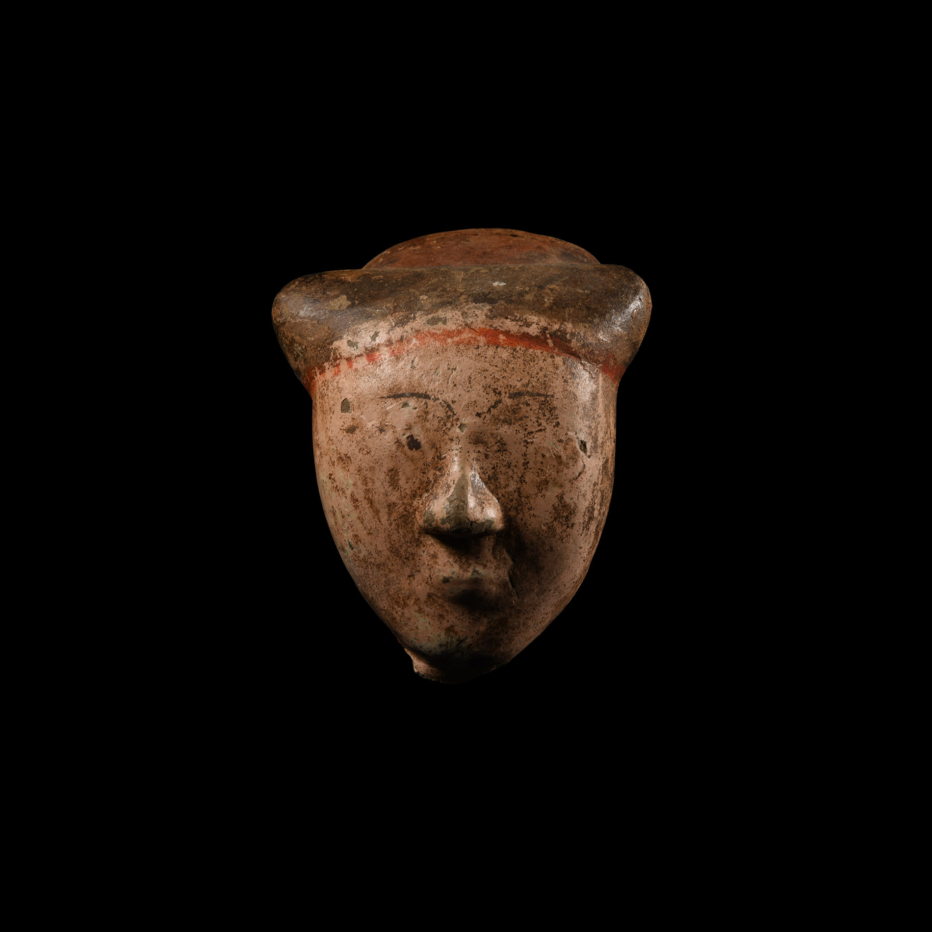 Chinese Han Terracotta Head of an Attendant