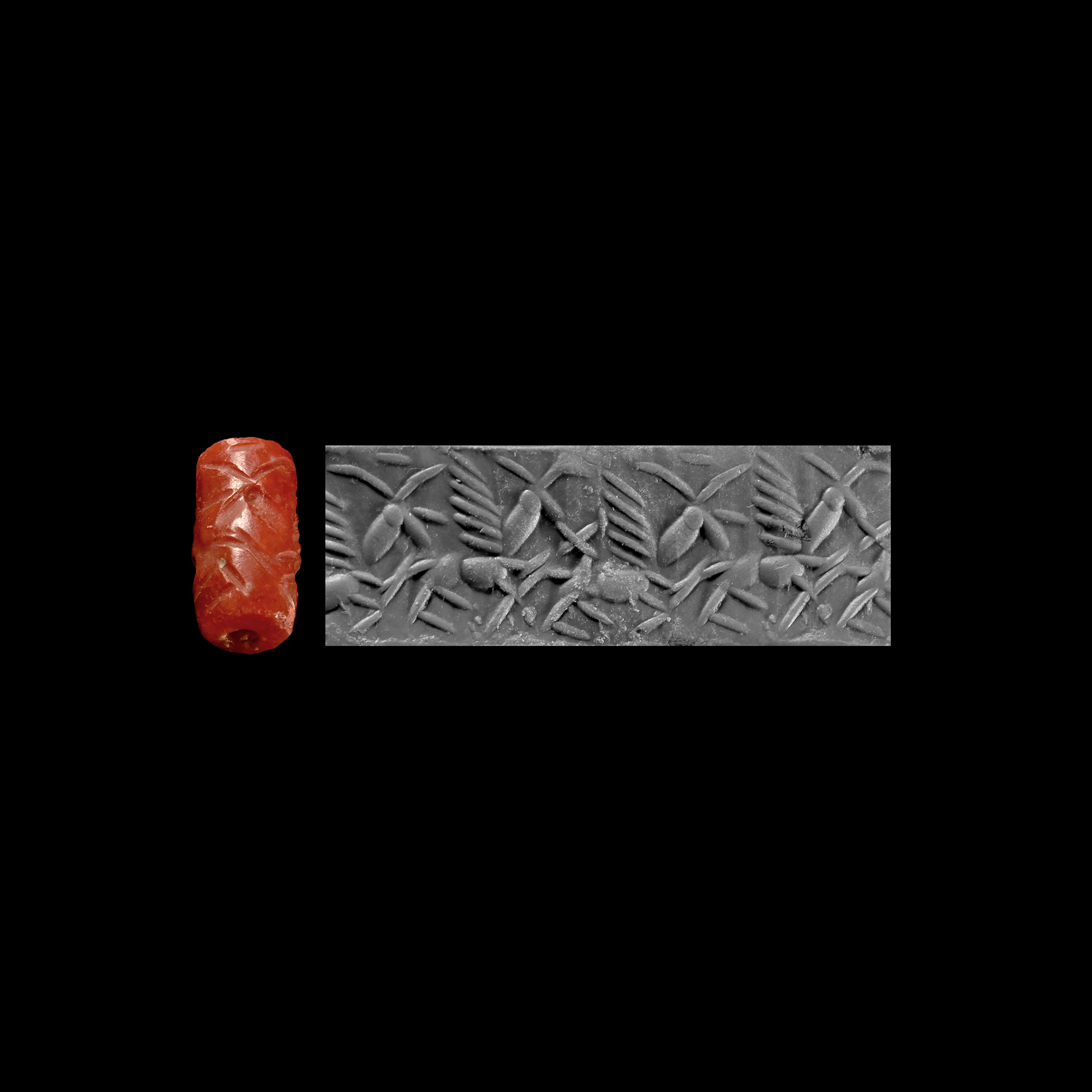 Western Asiatic Carnelian Cylinder Seal with Animals