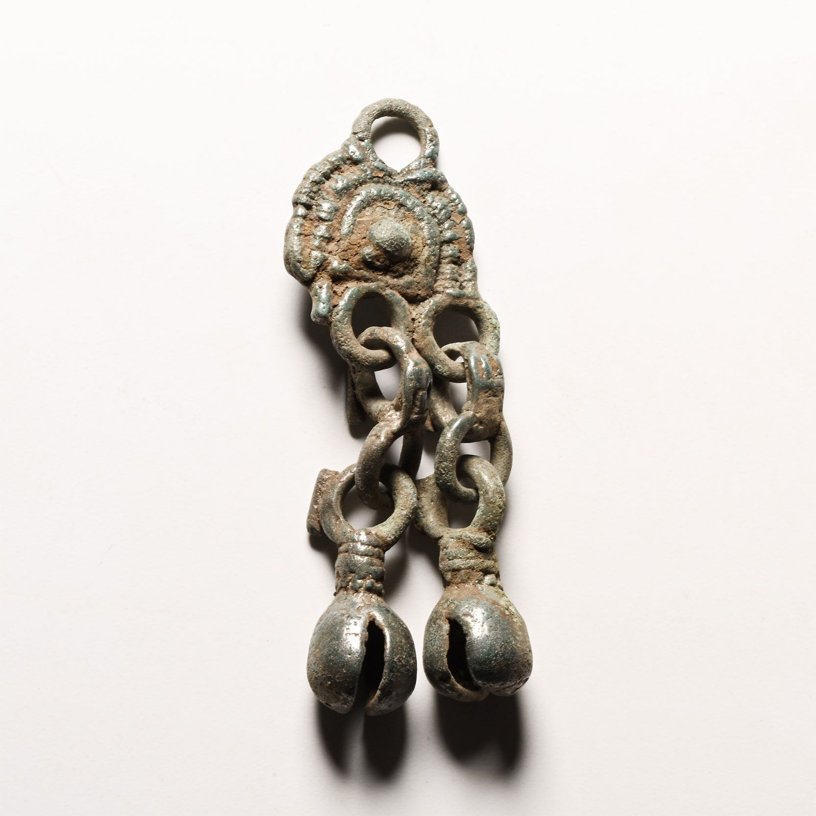 Viking Age Bronze Pendant with Bell Drops