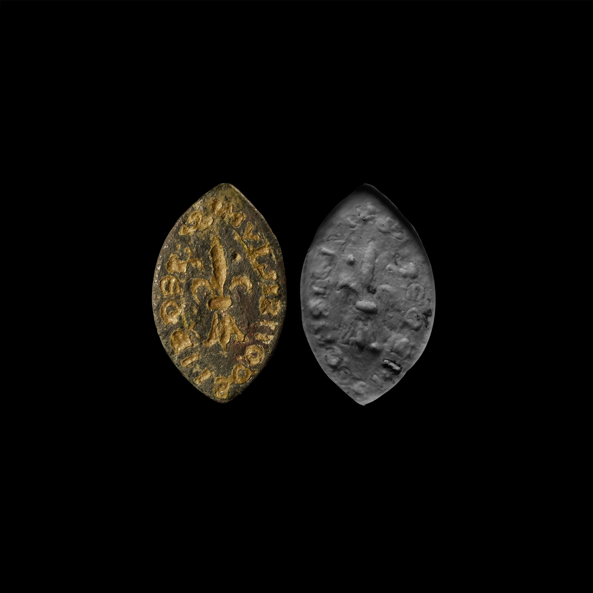 Medieval Bronze Vesica-Shaped Seal Matrix