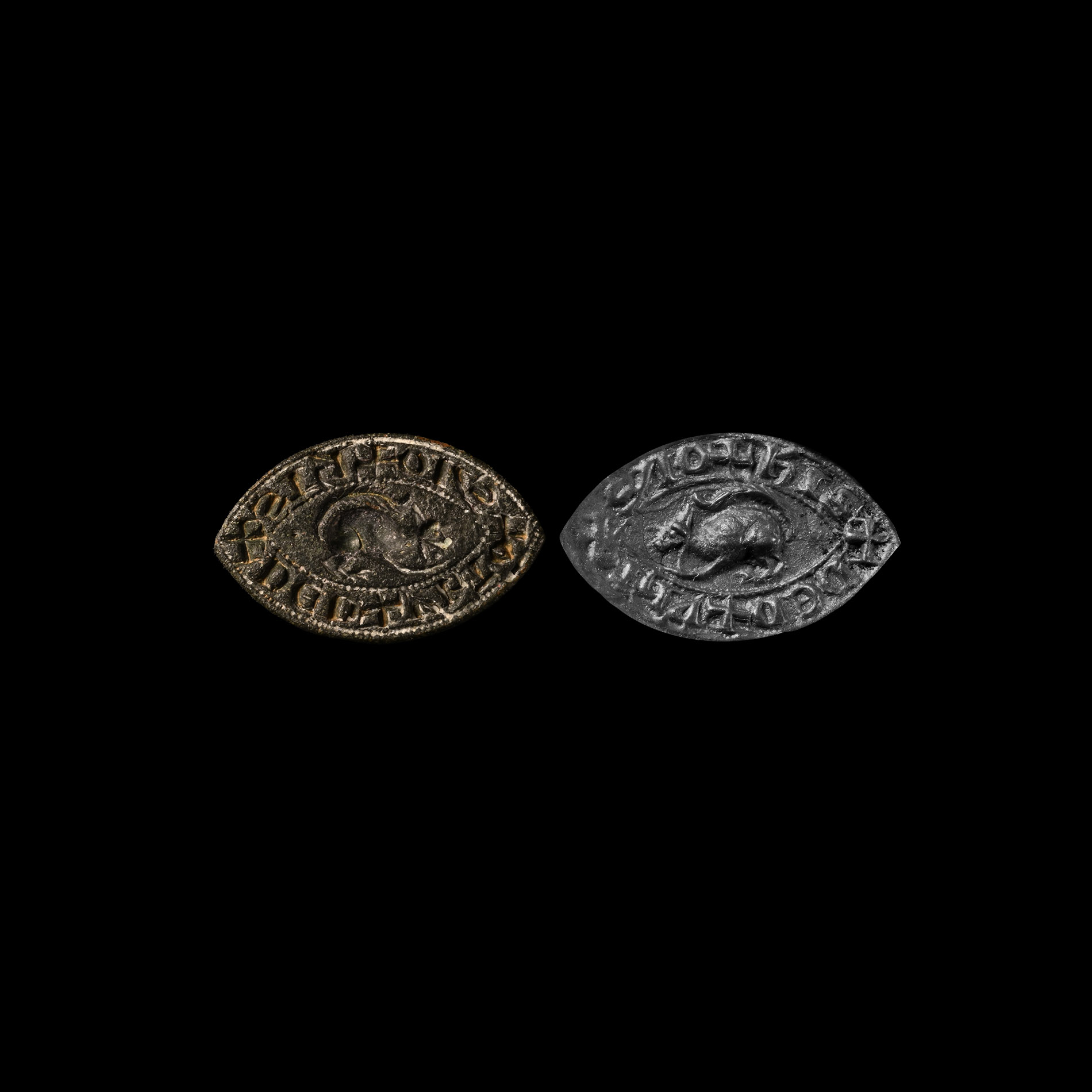 Medieval 'Temple Bruer' Bronze Personal Seal Matrix of John of DUHTO with Templar Crosses