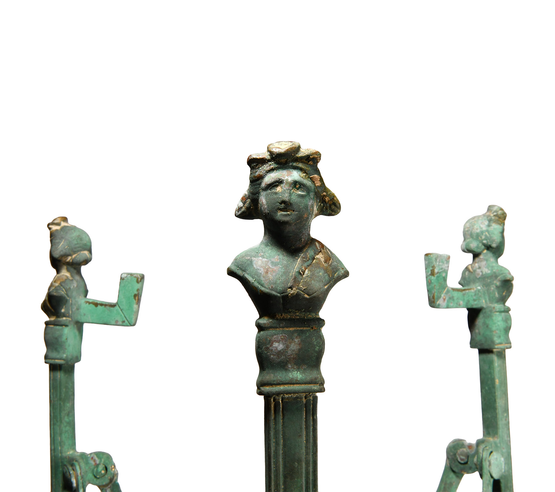 Roman Bronze Folding Tripod with Bacchus Busts and Panther