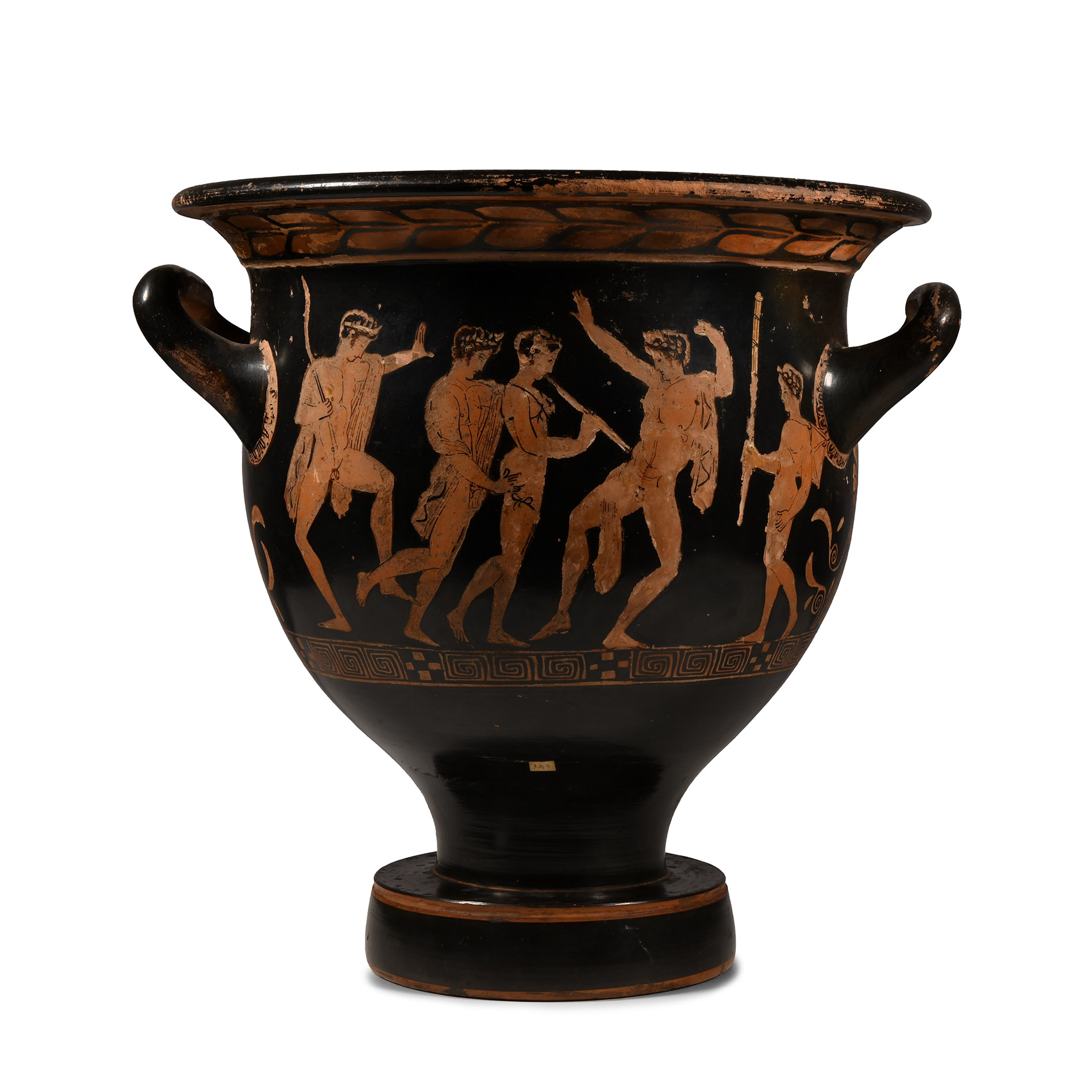 Attic Red-Figure Bell Krater with Drunken Male Revellers Attributed to the Kadmos Painter