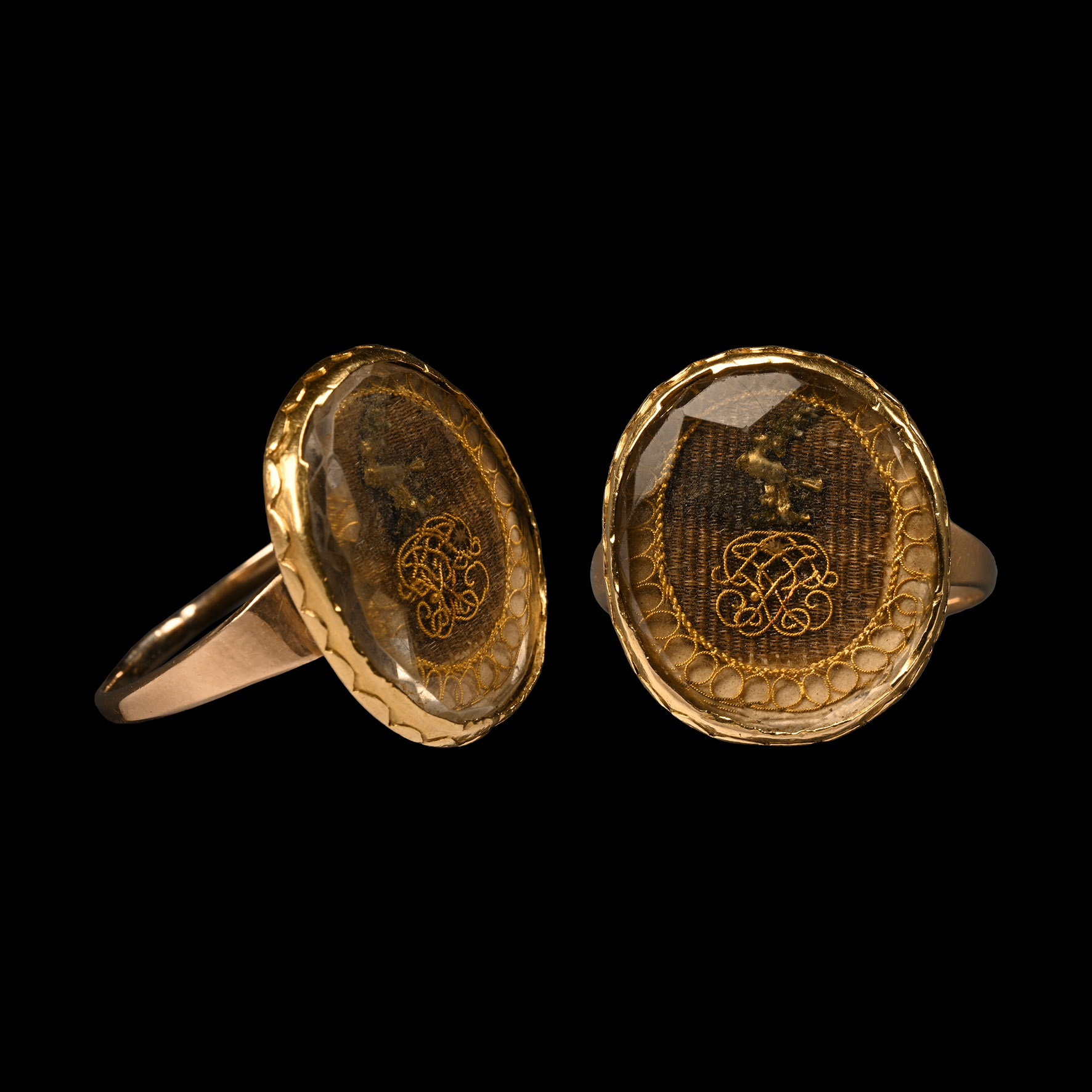 Stuart Period Gold Ring with Crystal Face with Dove of Peace over Cypher