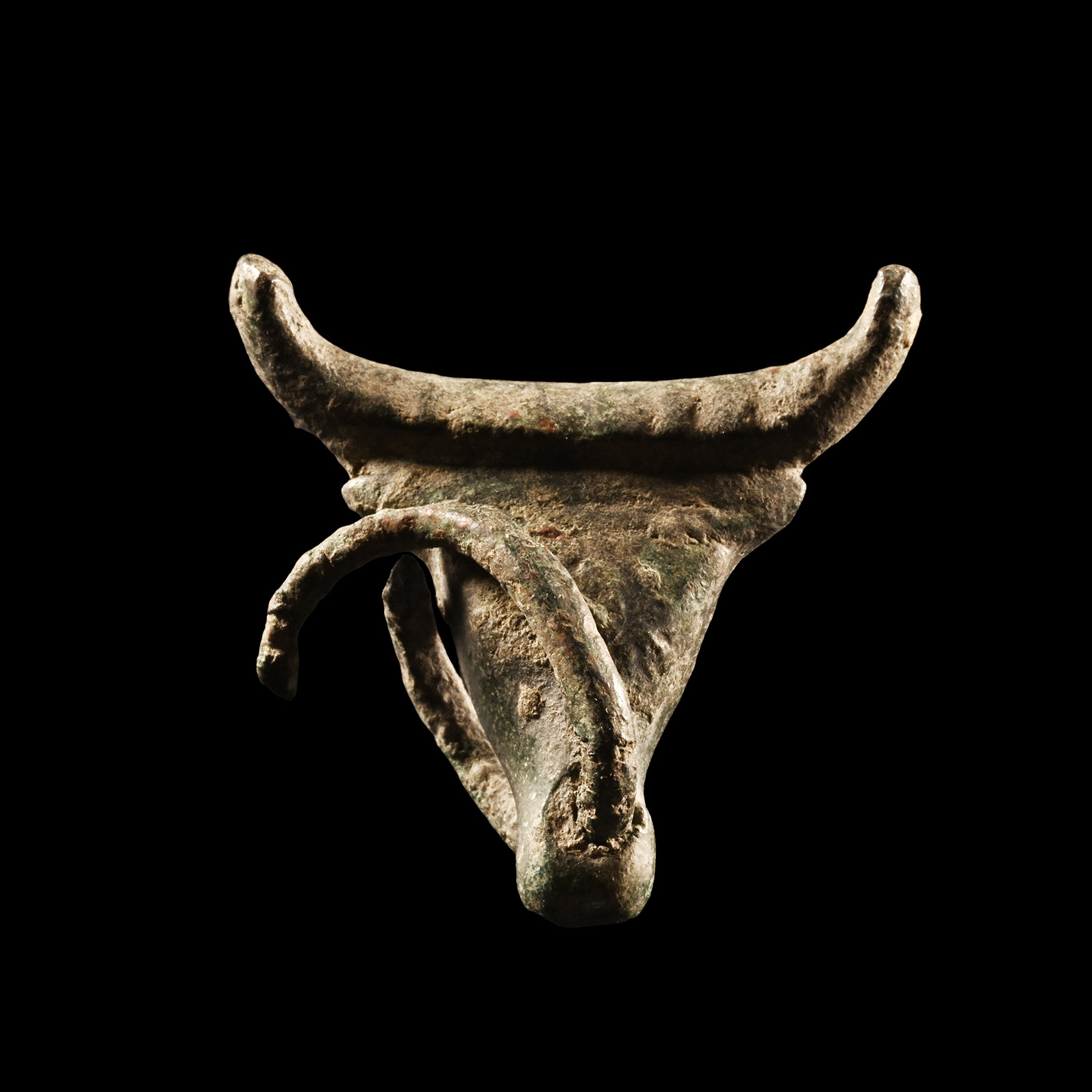 Celtic Bronze Bull's Head Bowl Mount