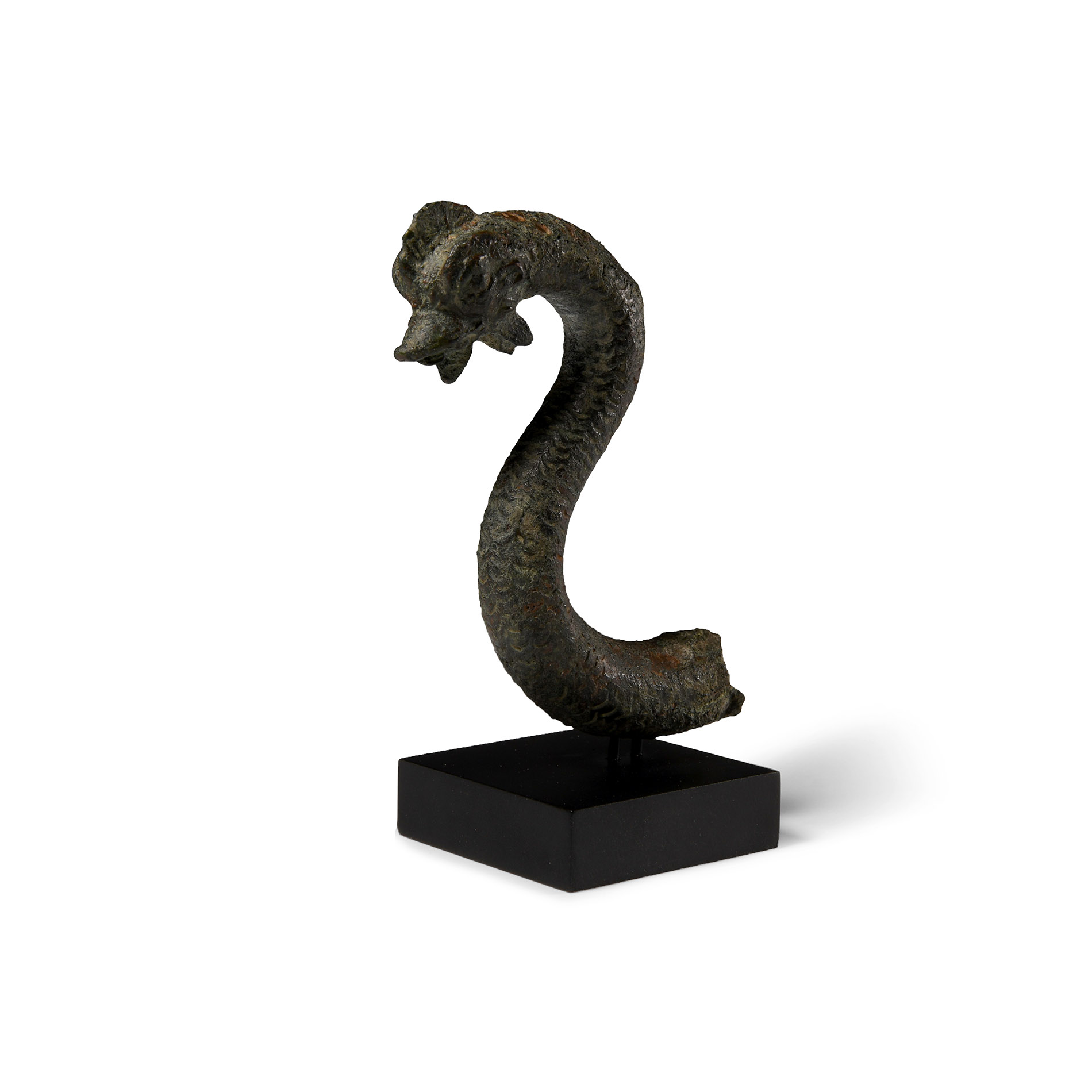 Large Roman Bronze Mythical Cockerel-Headed Snake