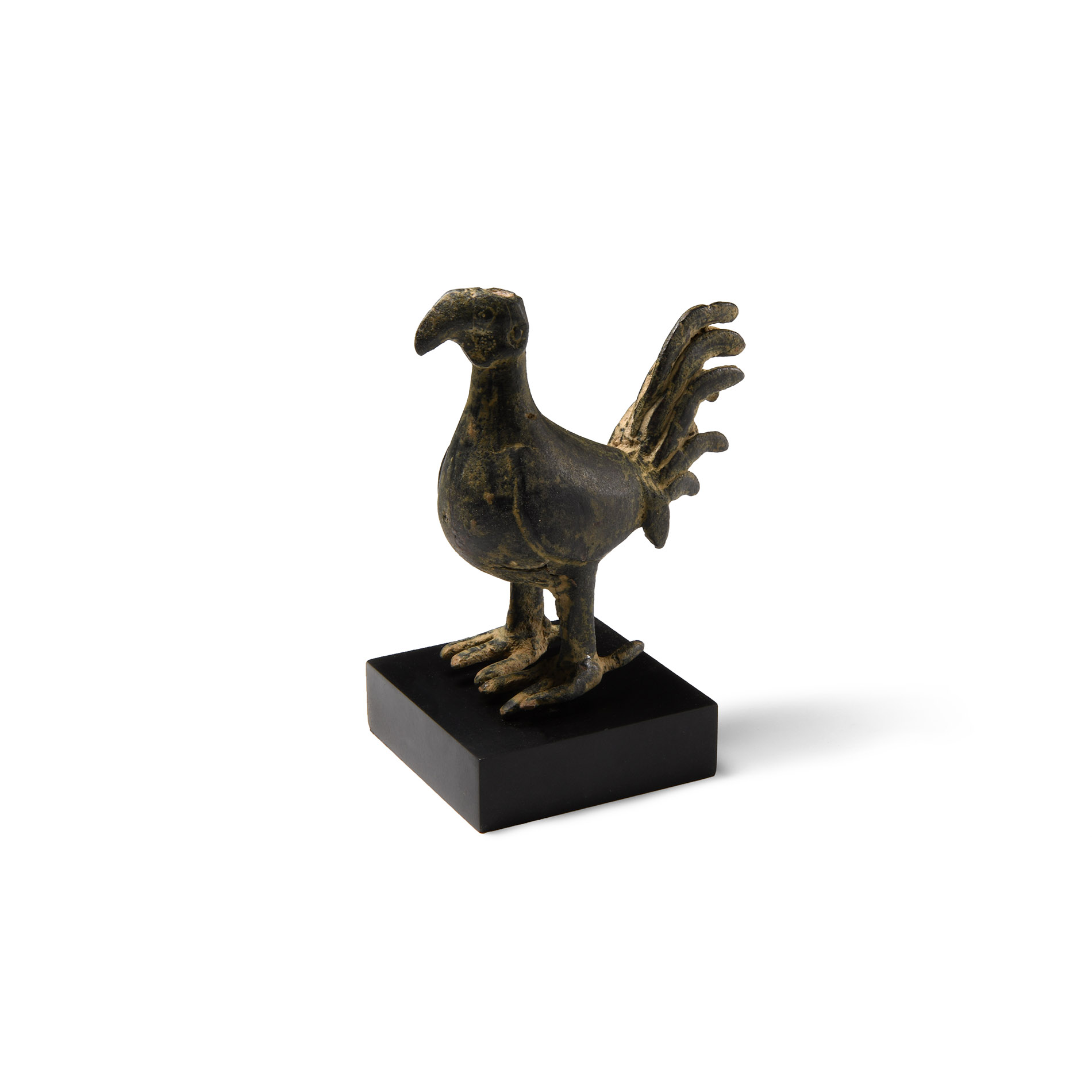 Large Roman Bronze Standing Cockerel Statuette