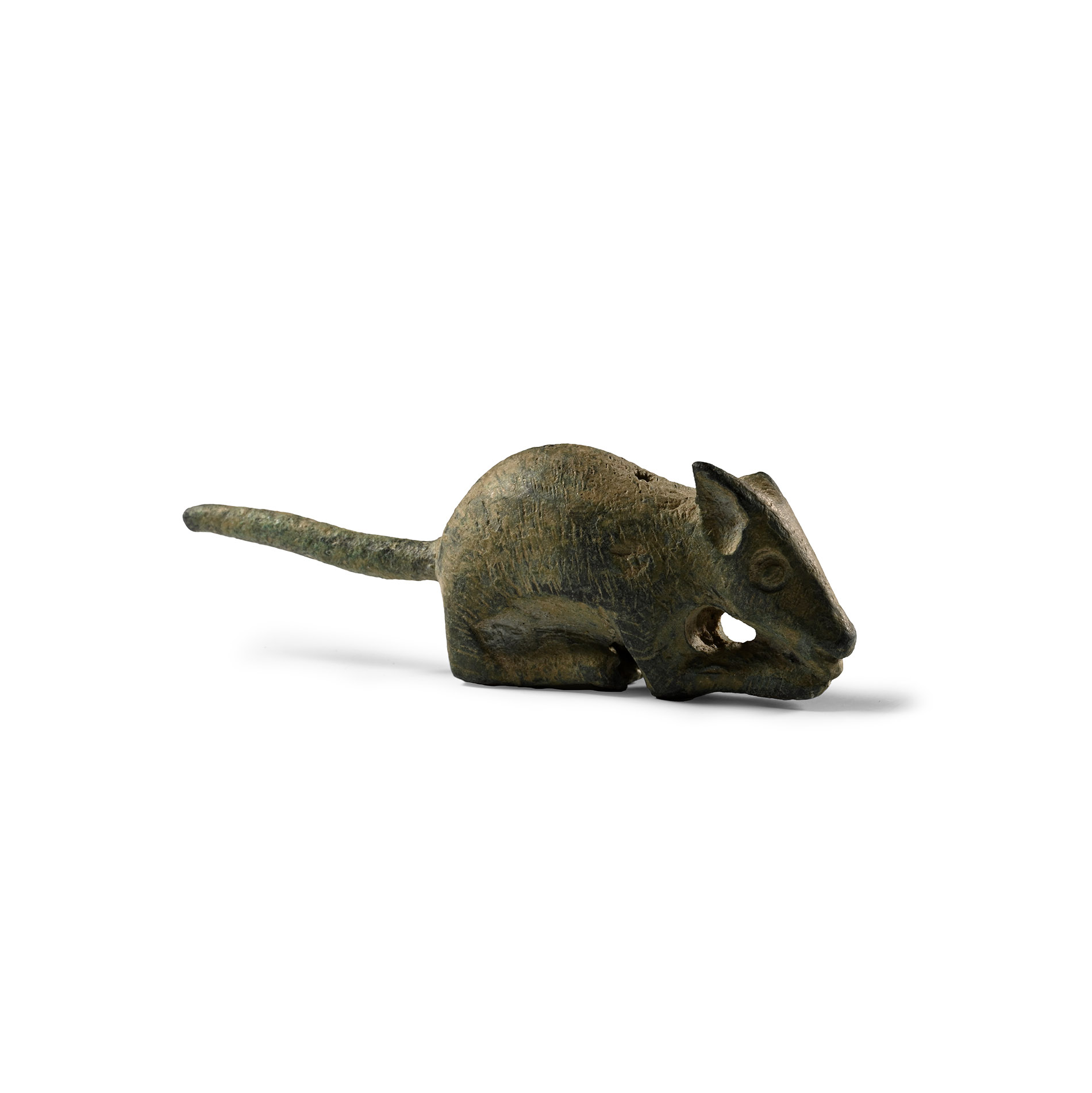Roman Bronze Nibbling Mouse Statuette