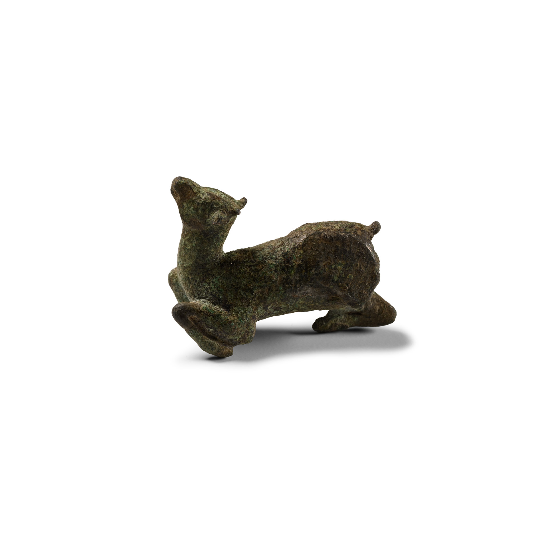 Roman Bronze Recumbent Deer Statuette
