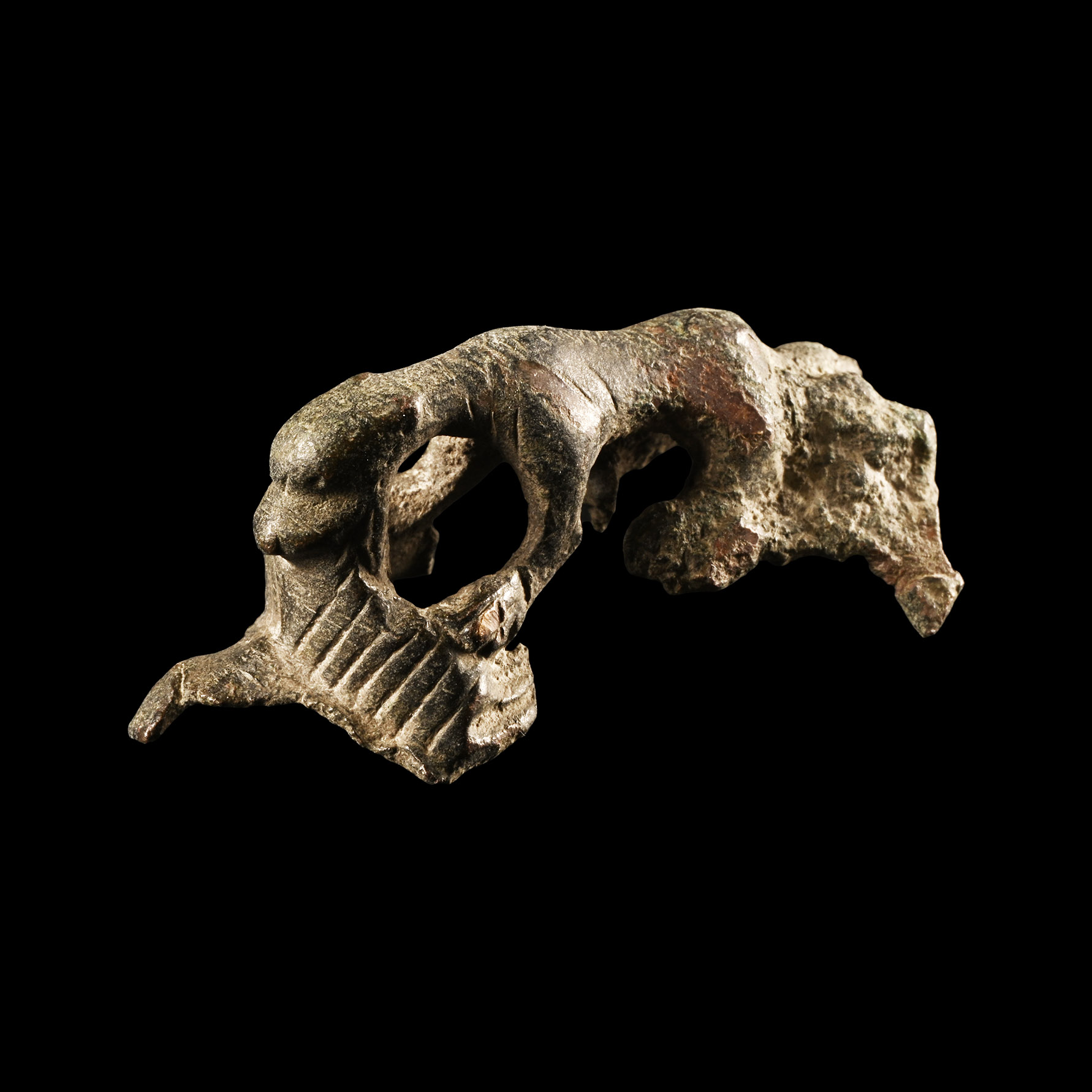 Roman Bronze Attacking Panther Attachment