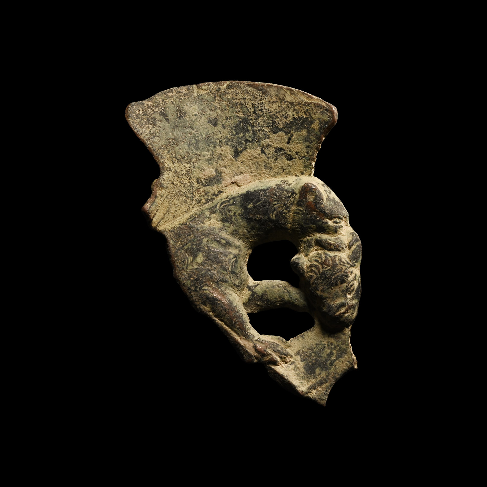 Roman Bronze Attacking Panther Mount