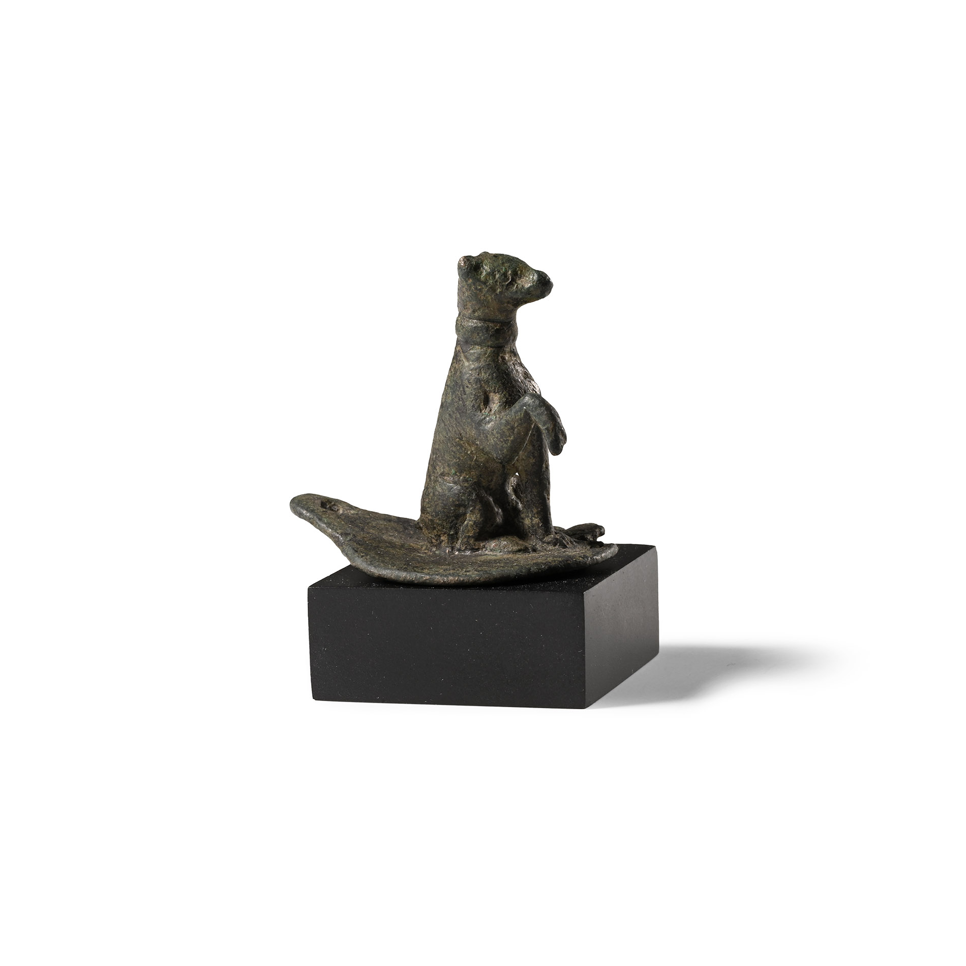 Roman Bronze Sitting Dog Statuette