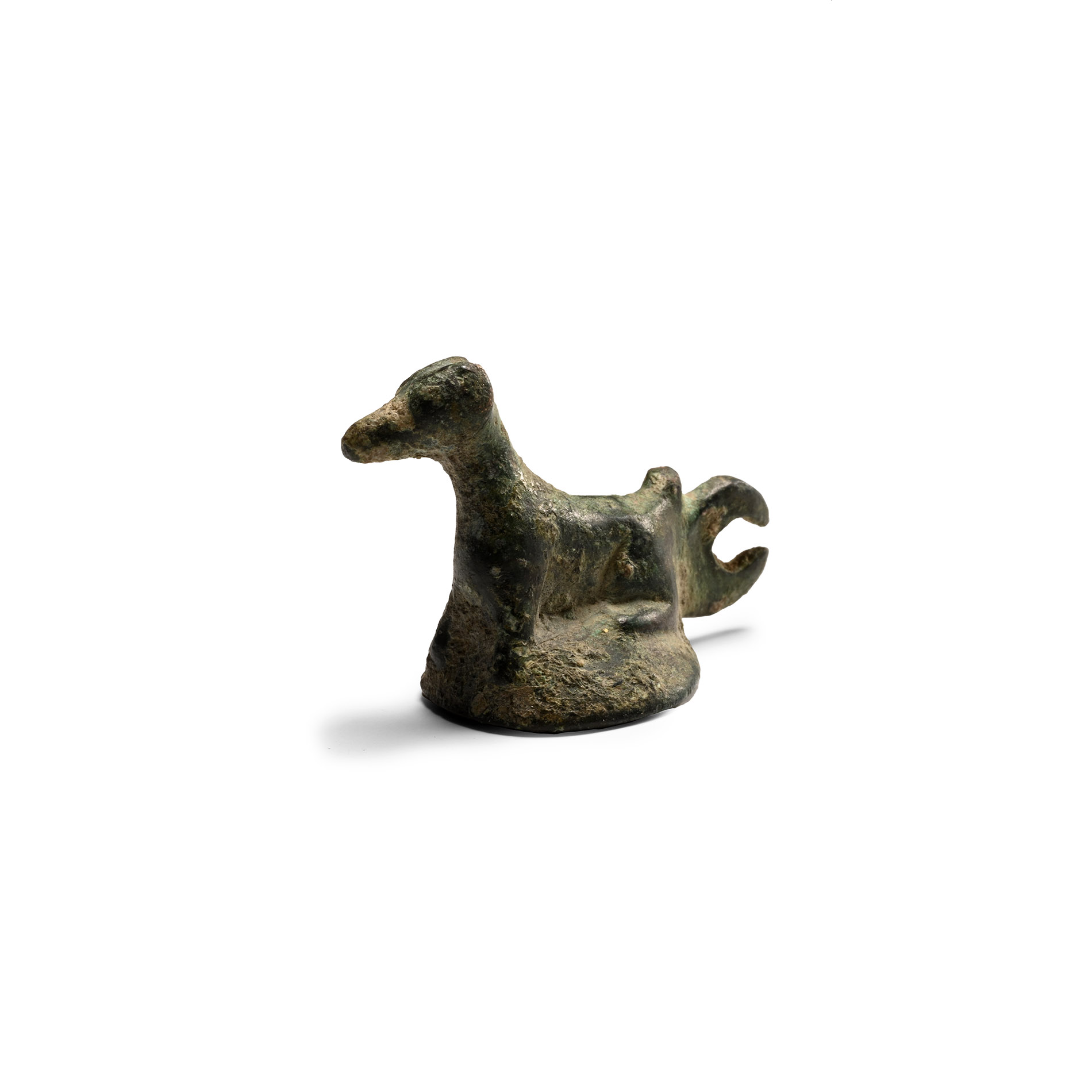 Roman Bronze Sitting Dog Statuette