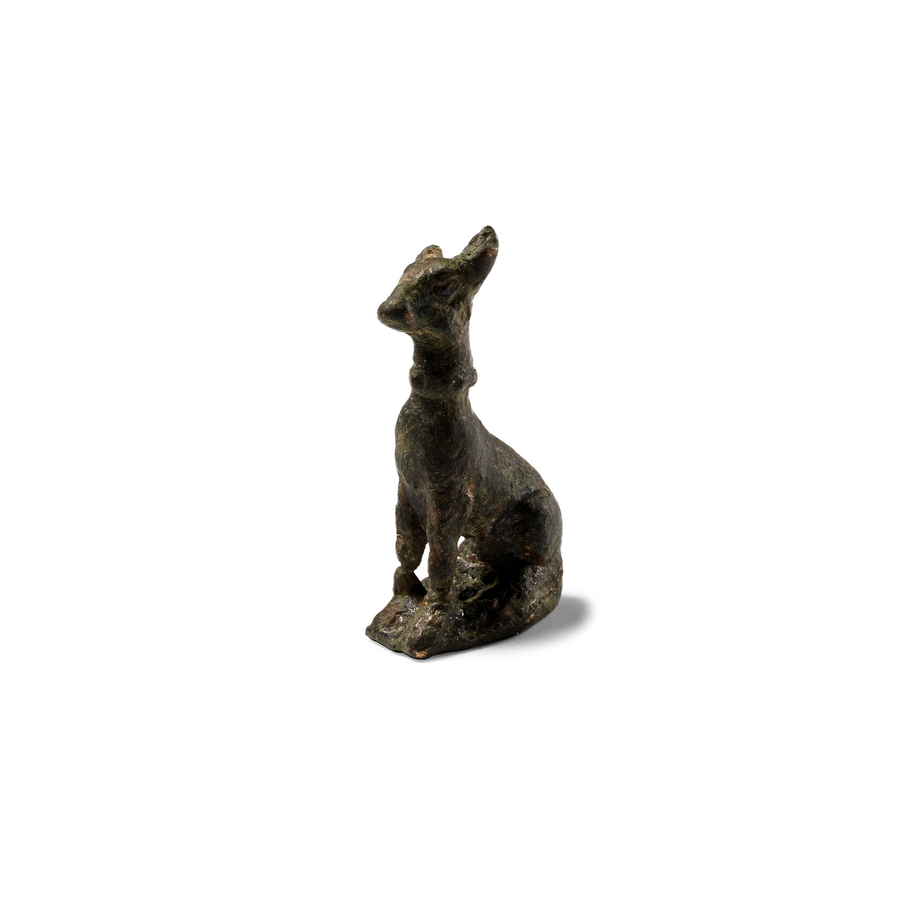 Roman Bronze Sitting Dog Statuette