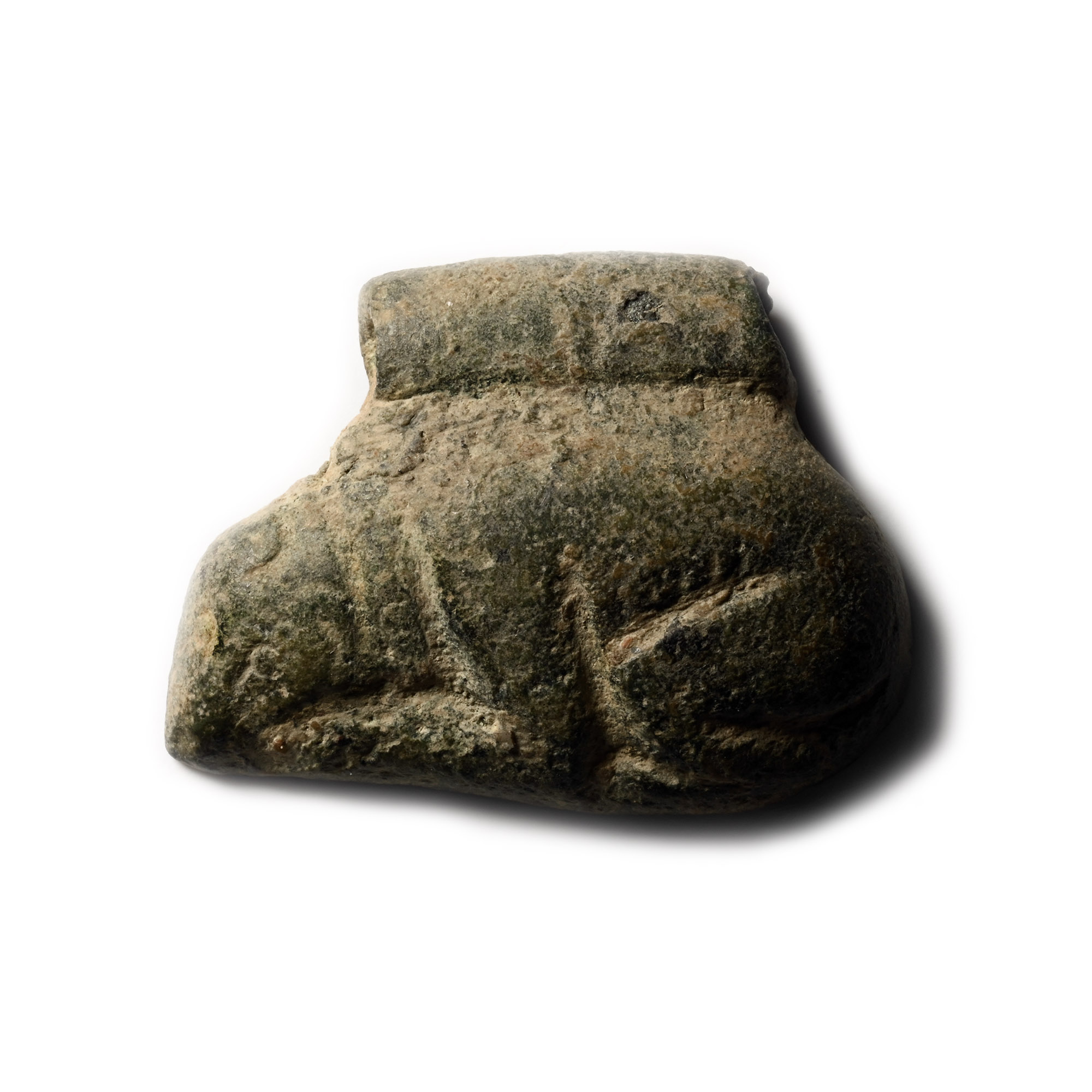 Roman Bronze Lying Dog Bowl Mount