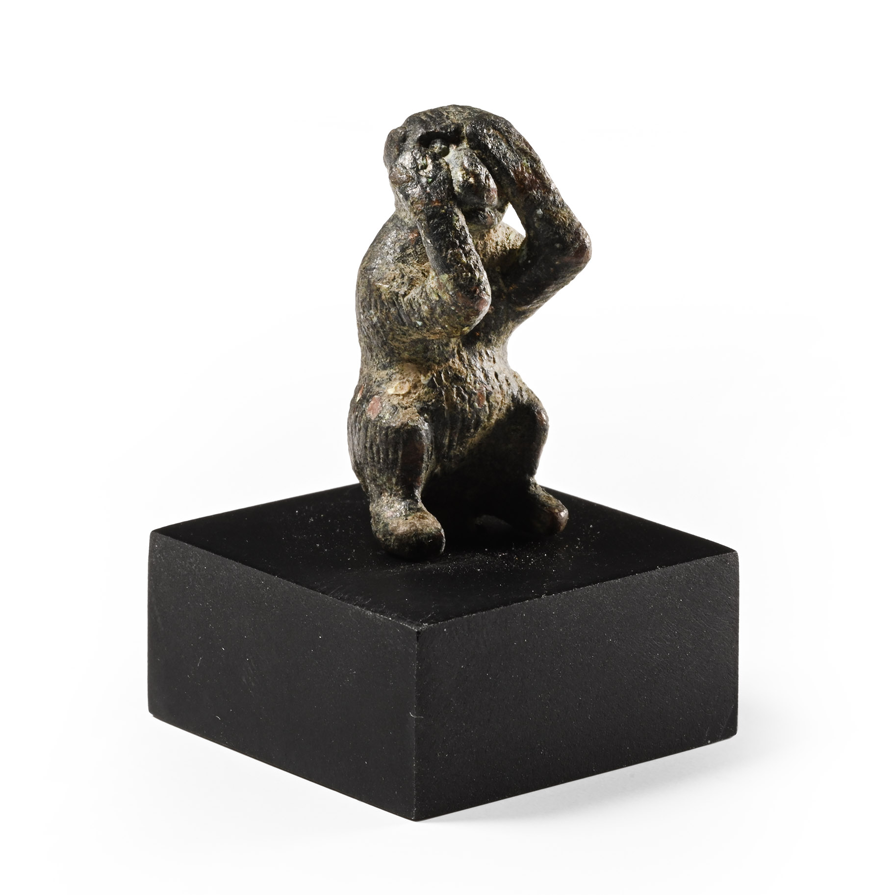Roman Bronze Sitting Monkey Statuette