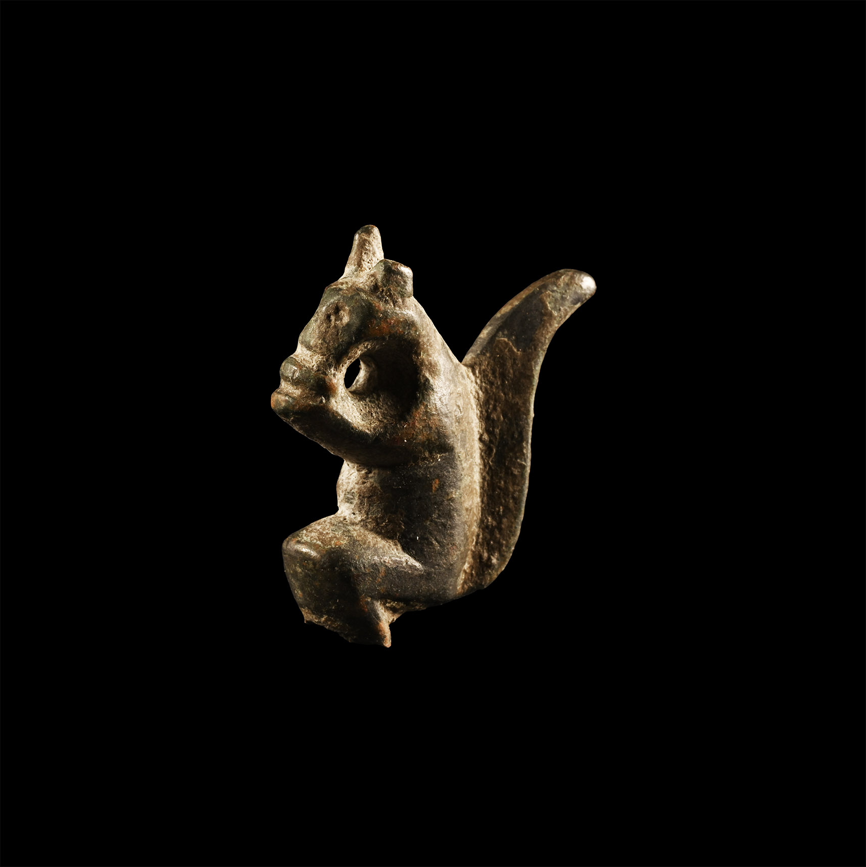 Roman Bronze Sitting Squirrel Statuette