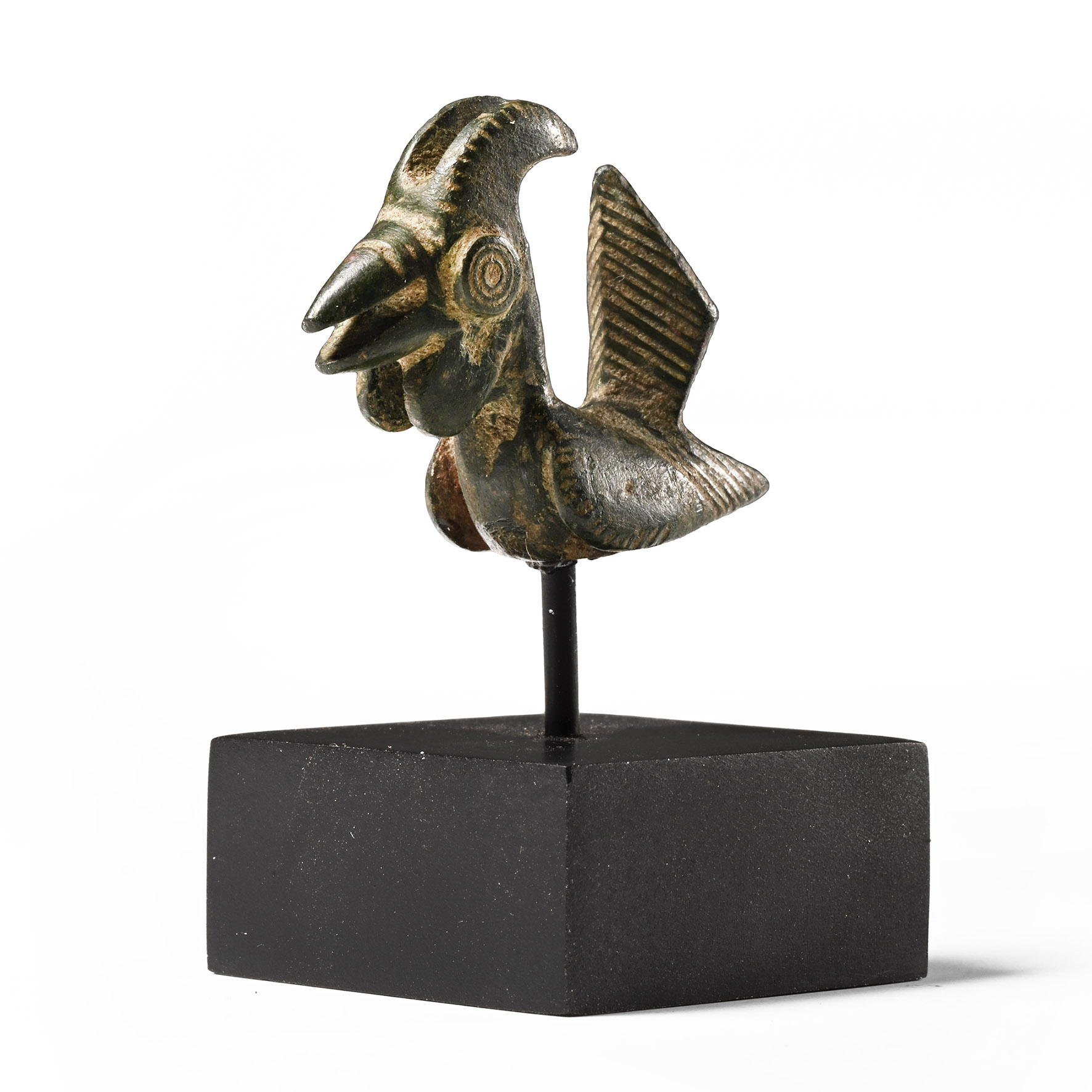 Western Asiatic Bronze Crested Bird Statuette