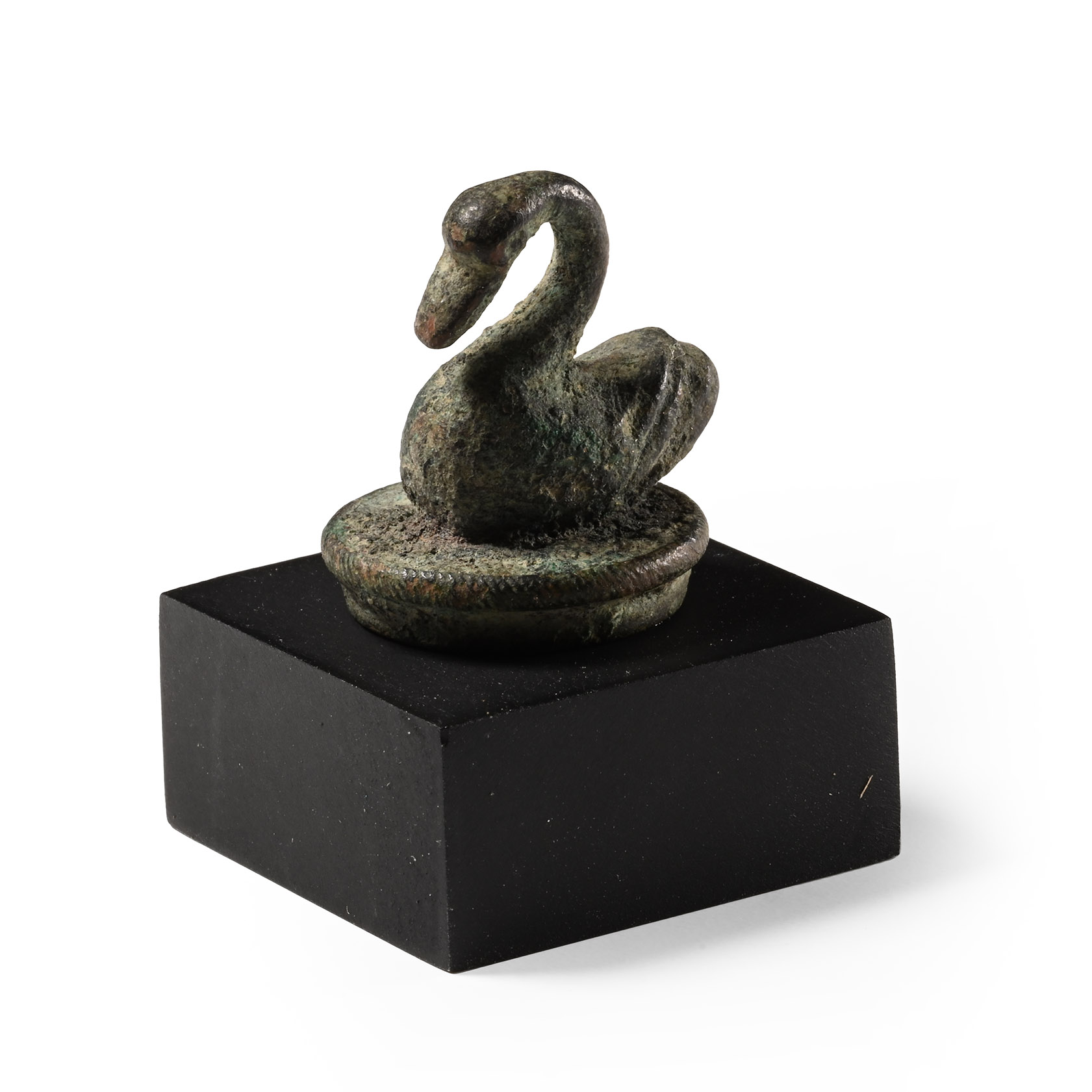 Roman Bronze Balsamarium Lid with Swan