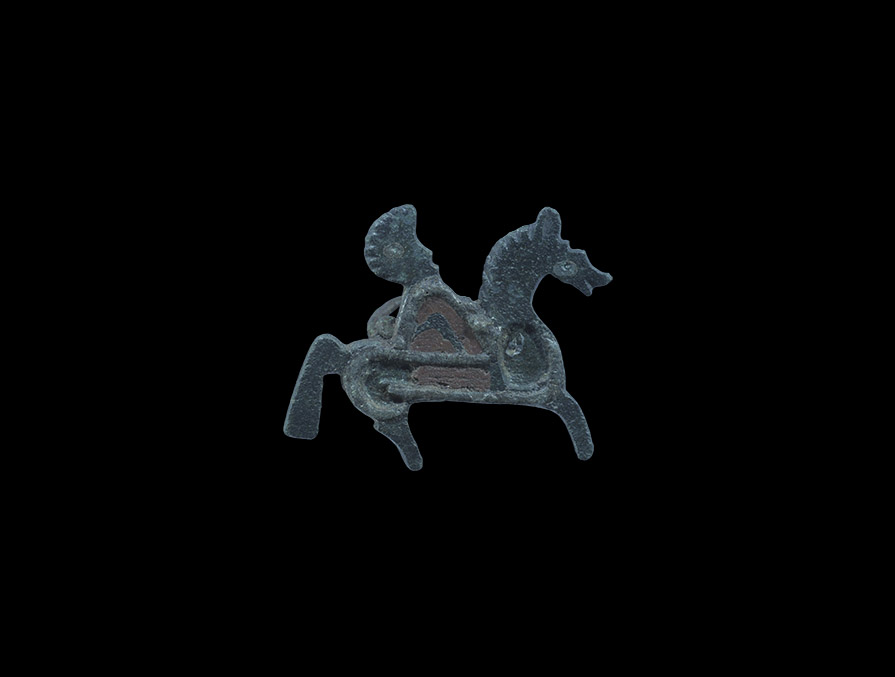 Romano-British Enamelled Bronze Horse and Rider Brooch