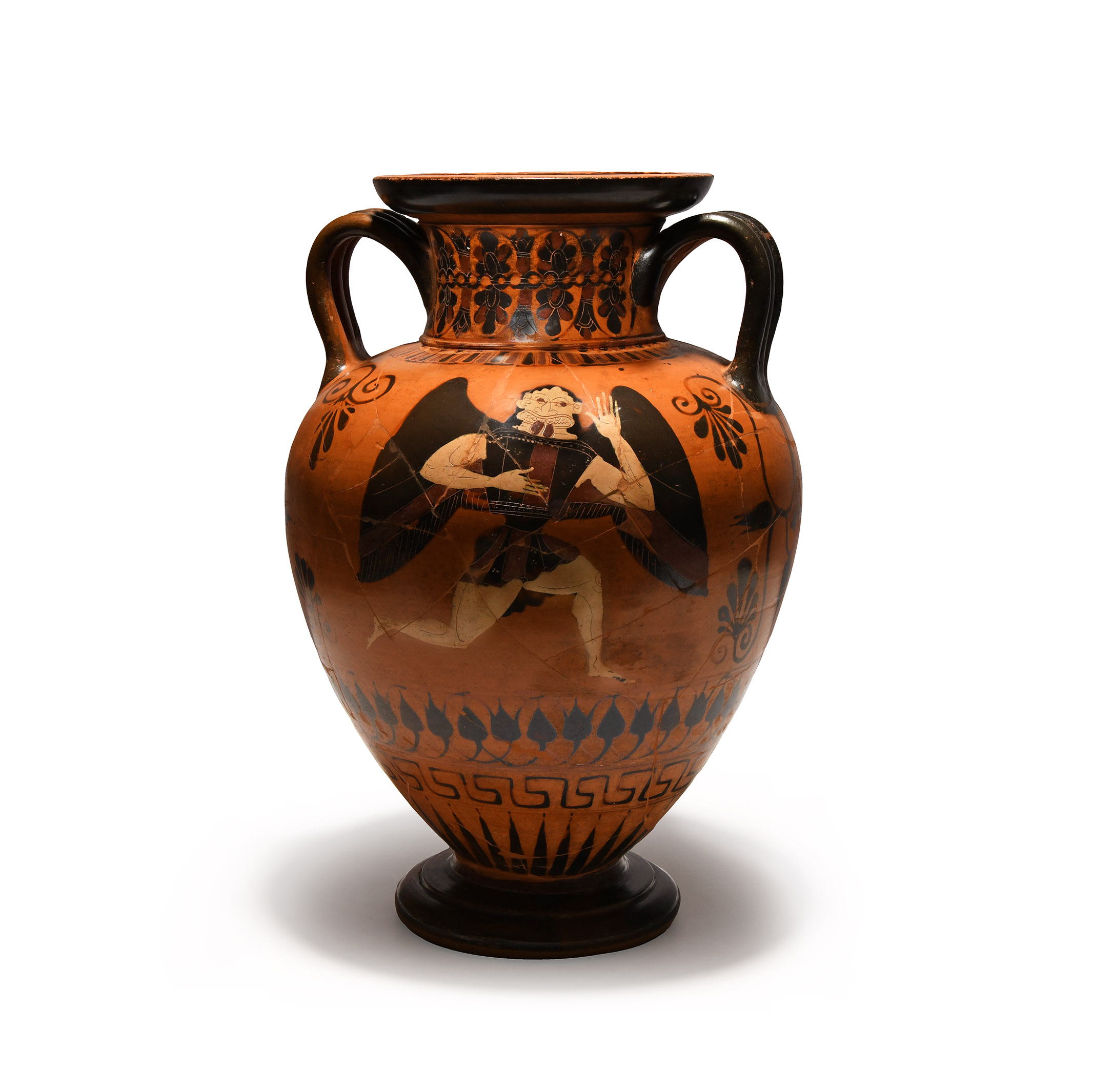 Attic Black-Figure Neck-Amphora with Gorgon and Quadriga Attributed to the Swing Painter