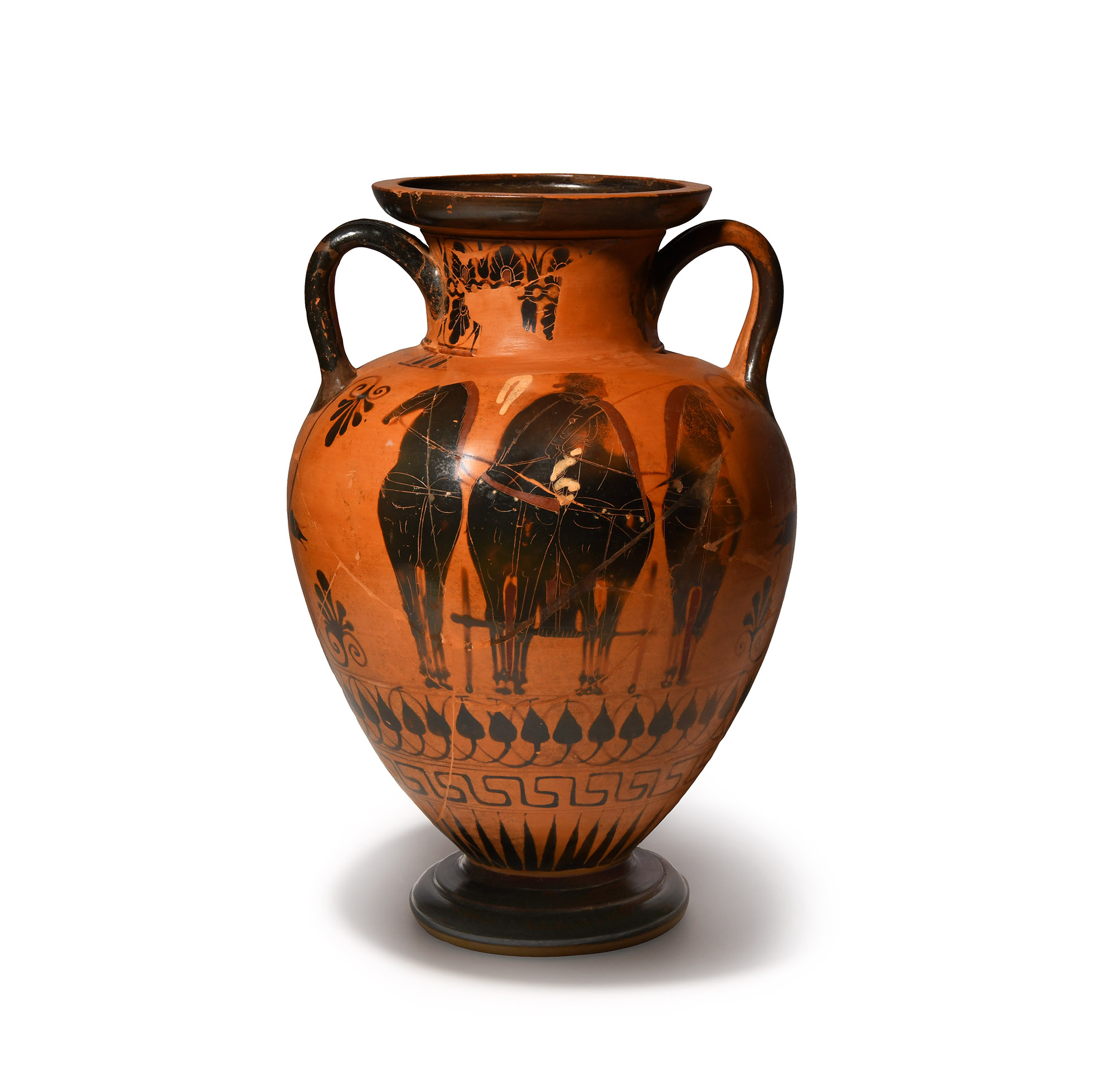 Attic Black-Figure Neck-Amphora with Gorgon and Quadriga Attributed to the Swing Painter