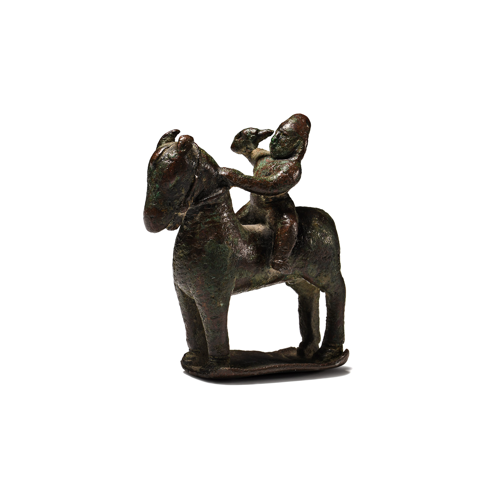 Ancient Indian Bronze Horse and Rider Figure