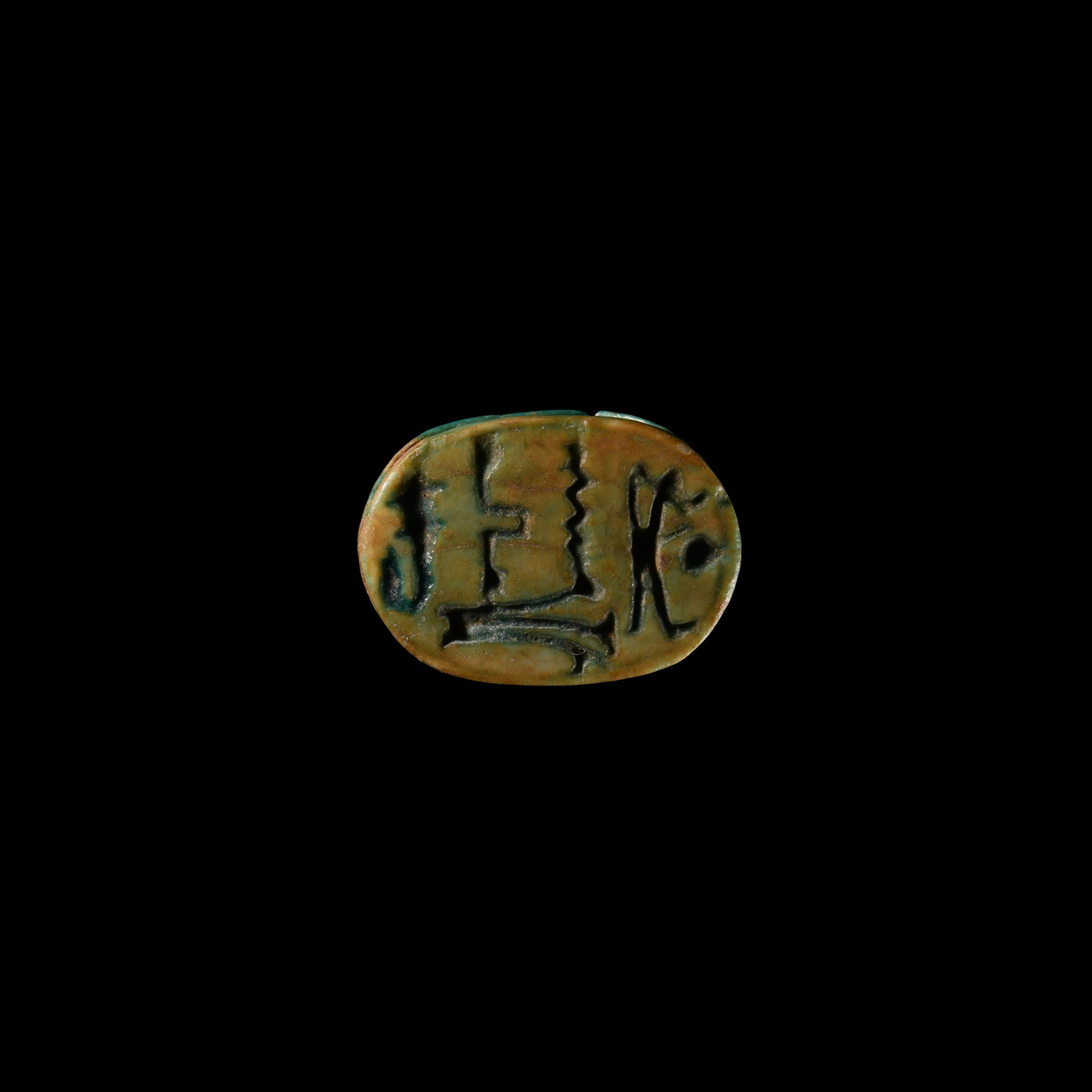 Egyptian Faience Scarab with Hieroglyphs