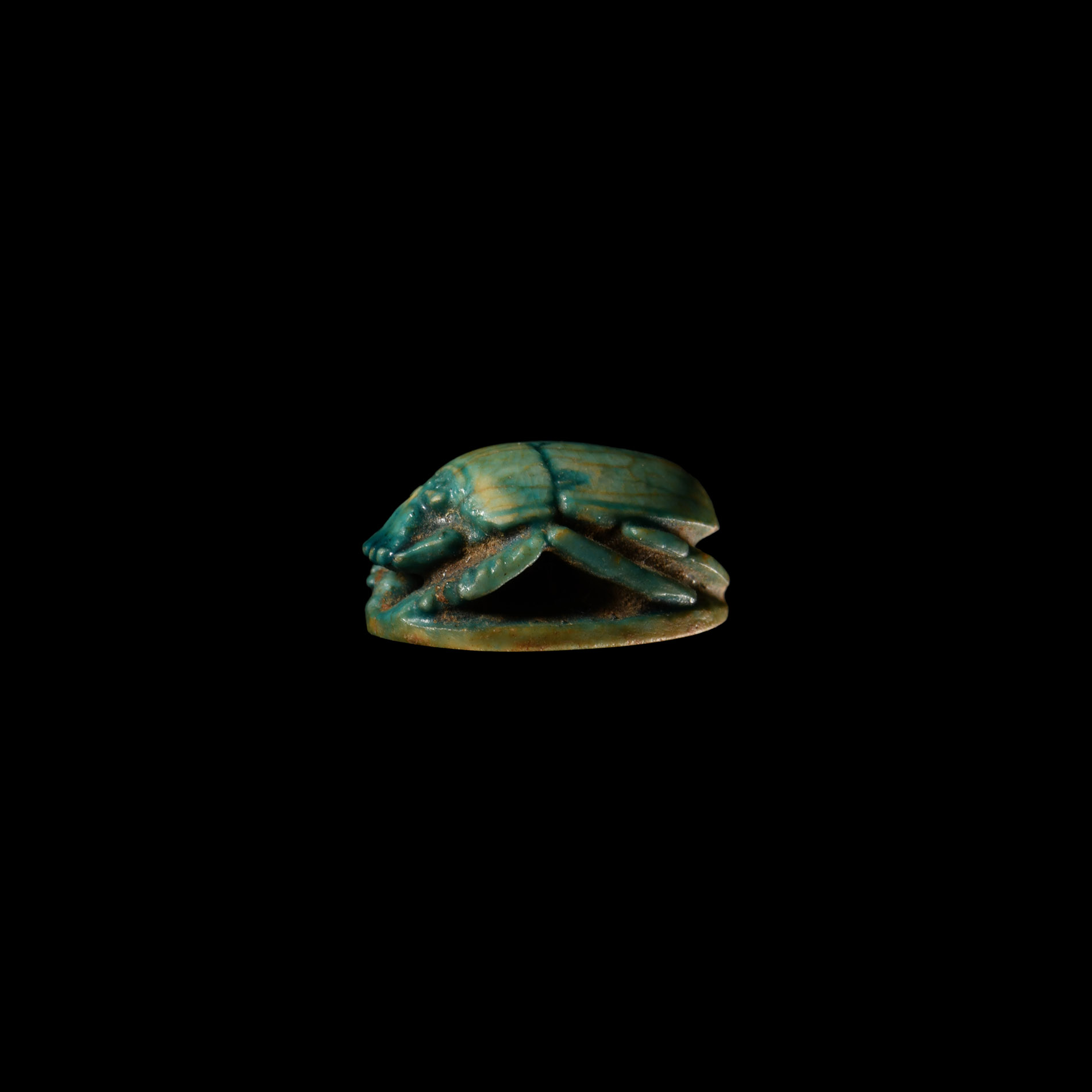 Egyptian Faience Scarab with Hieroglyphs
