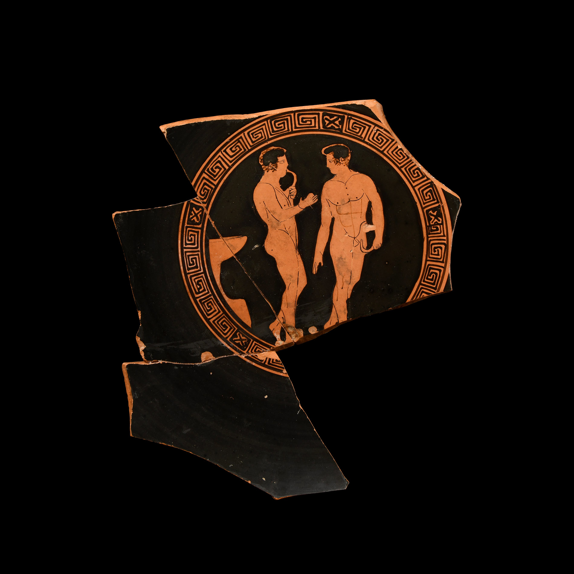 Greek Red-Figure Fragment with Athletes Attributed to the Euaion Painter