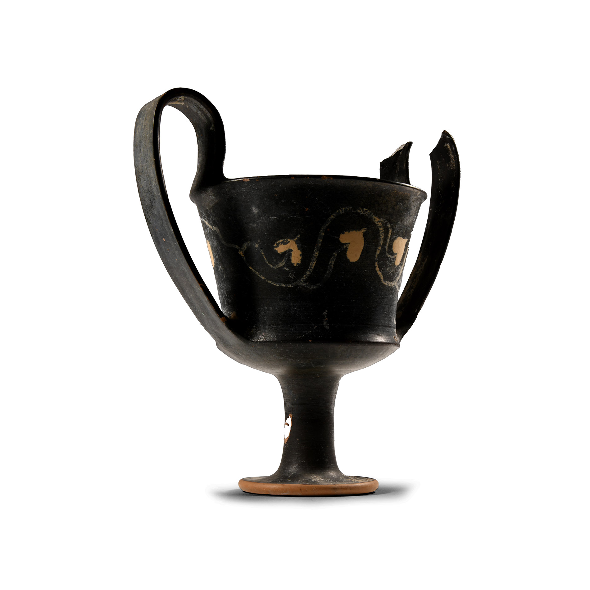 South Italian Blackware Kantharos with Ivy Branch