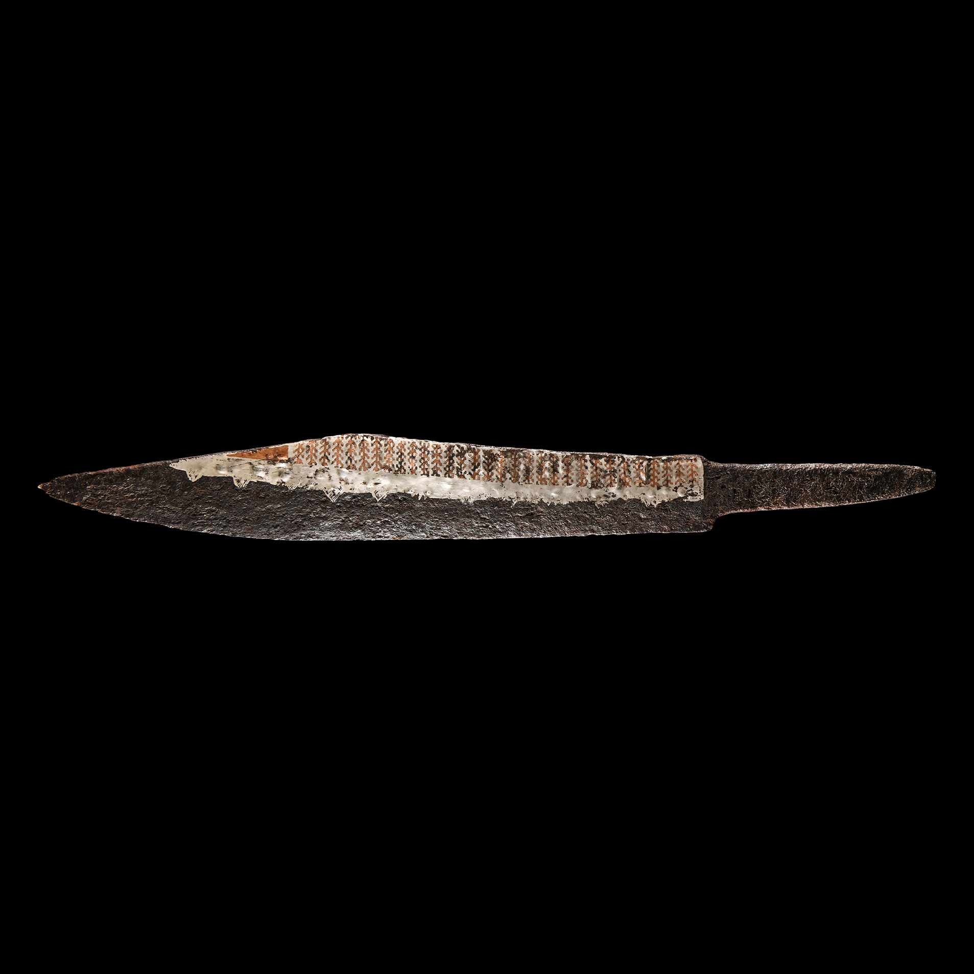 Viking Age Silver and Latten Inlaid Seax War Knife