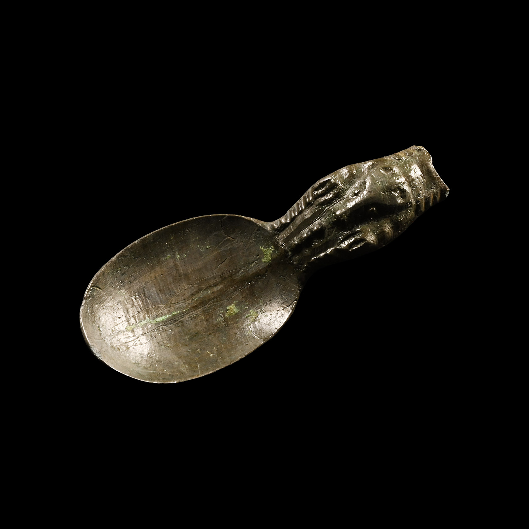 Viking Age Bronze Ceremonial Spoon with Bear's Head and Paws