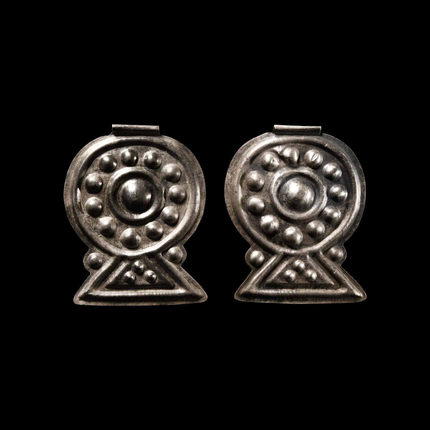 Elamite Silver Horse Harness Pendant Pair