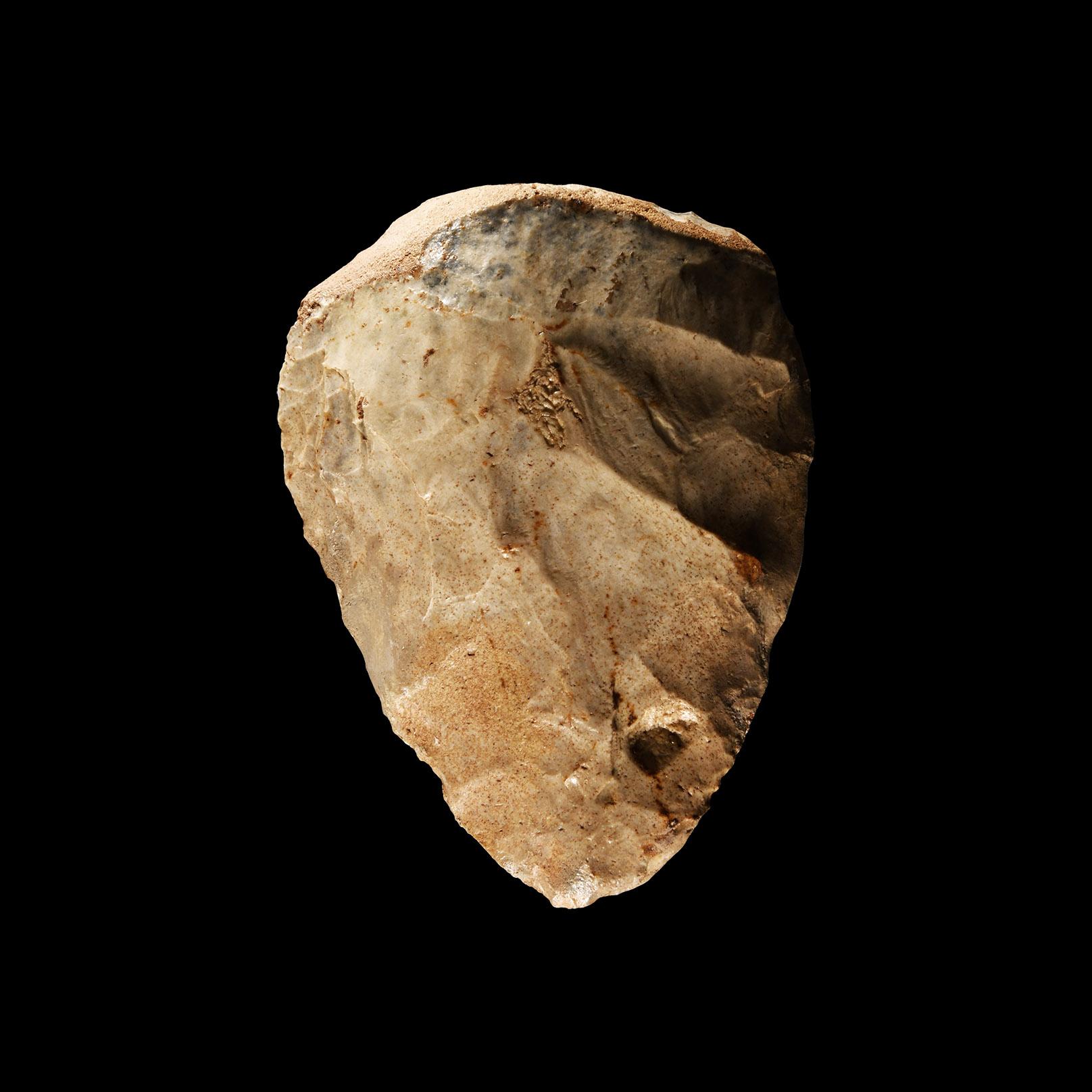 Superb Stone Age French Cream Flint Amygdaloid Handaxe