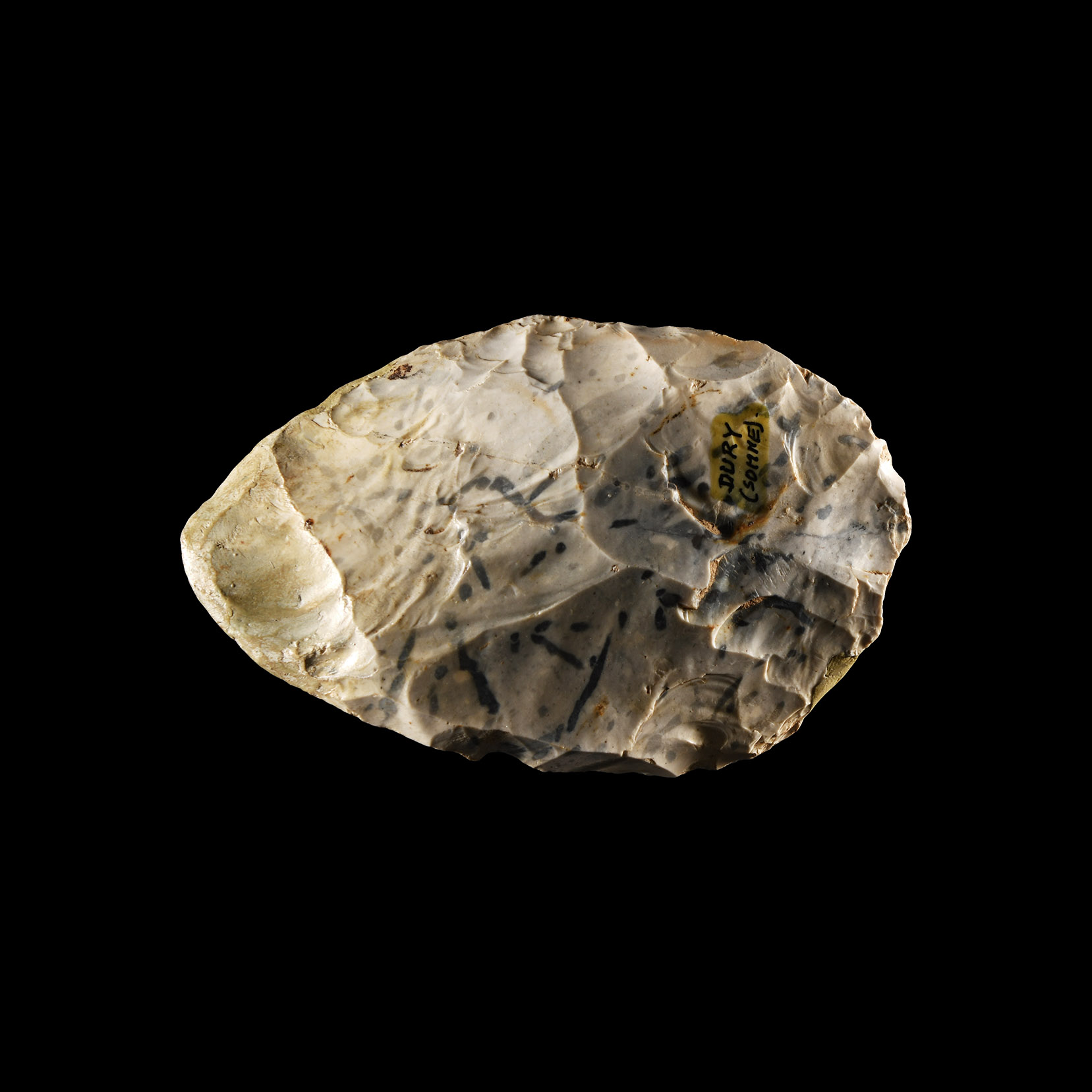 Stone Age French Mottled Grey Flint Twisted Cordiform Handaxe