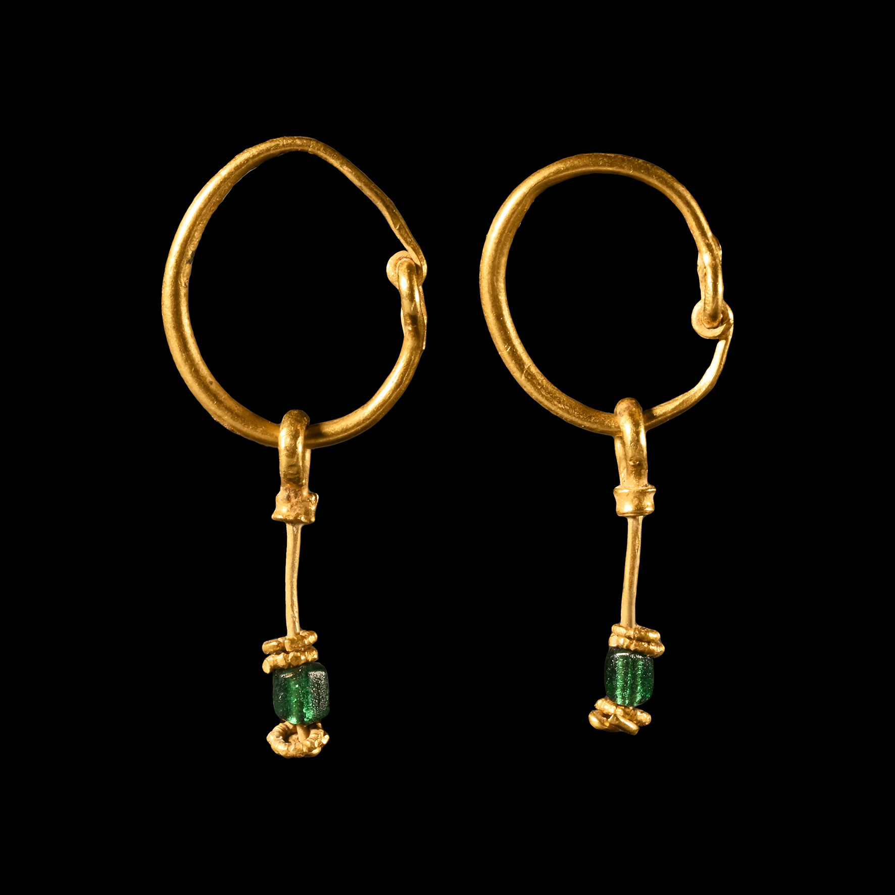Gold Earrings with Beads