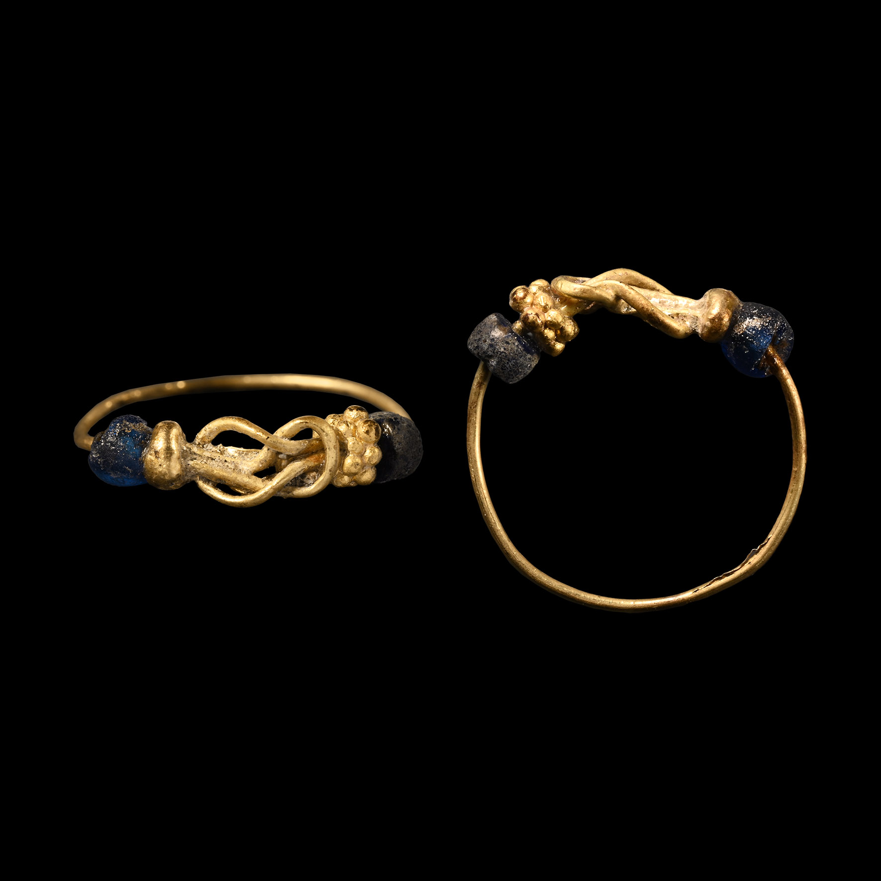 Roman Gold Hercules Knot Ring with Beads