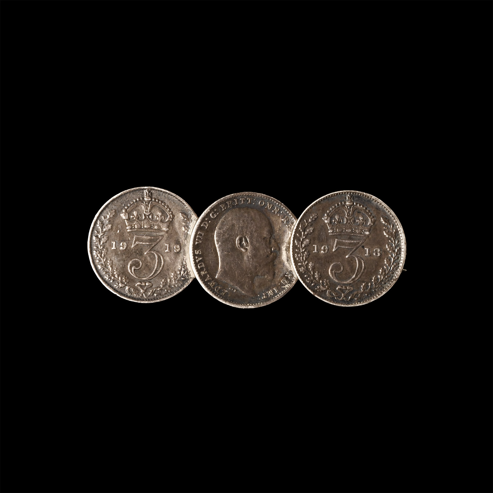 George V Silver Coin Pin Brooch