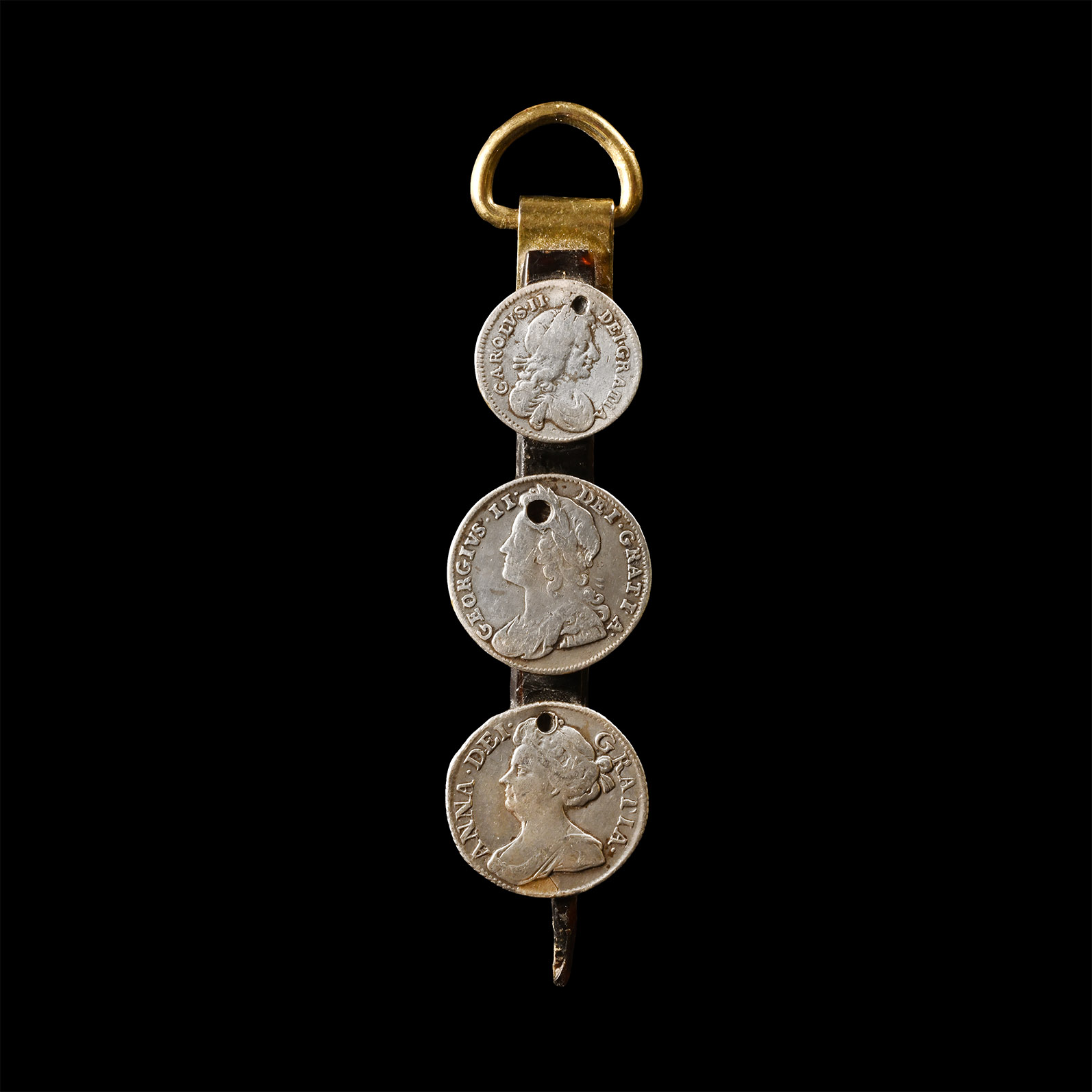 Post Medieval Brass Fitting with Coins