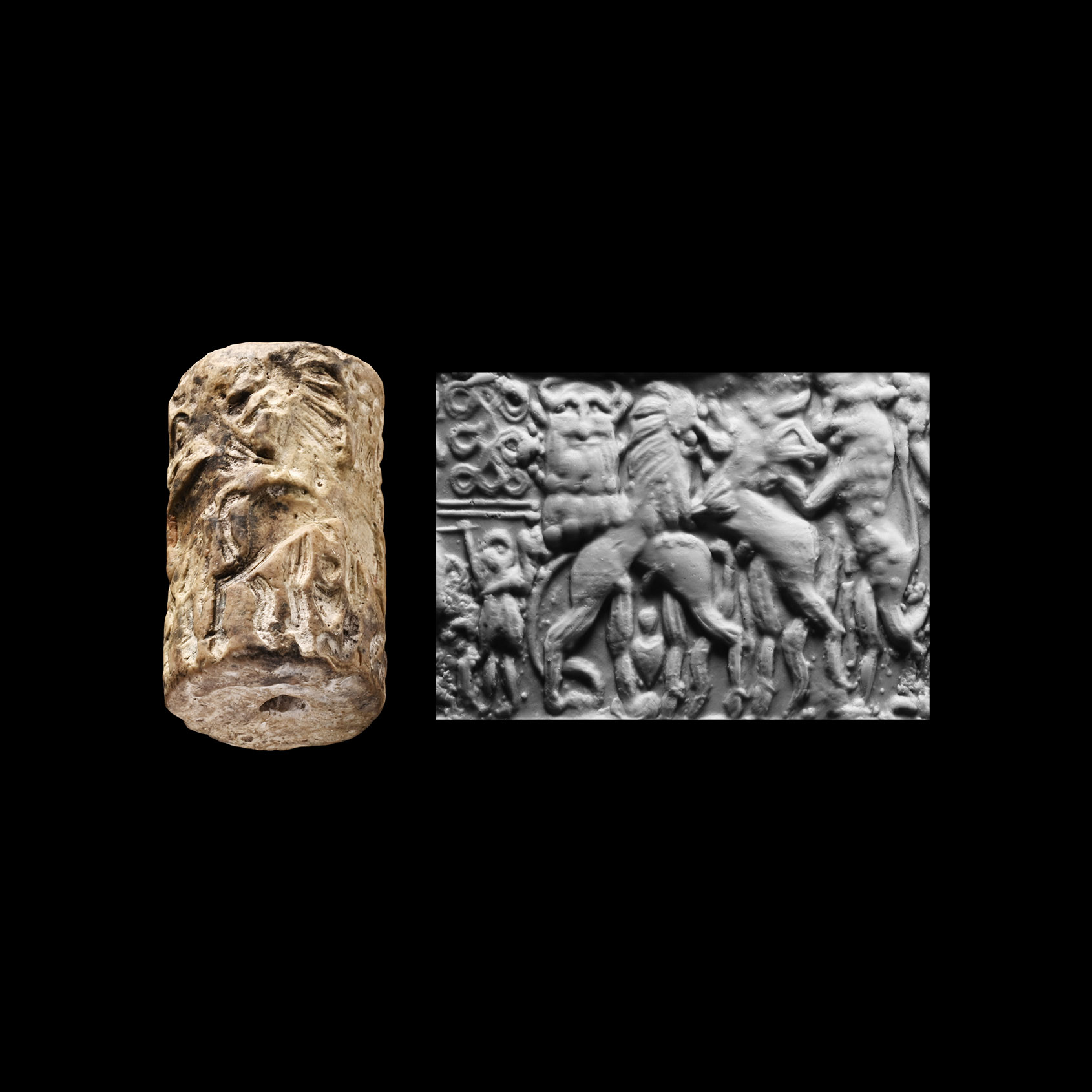 Large Akkadian White Stone Cylinder Seal