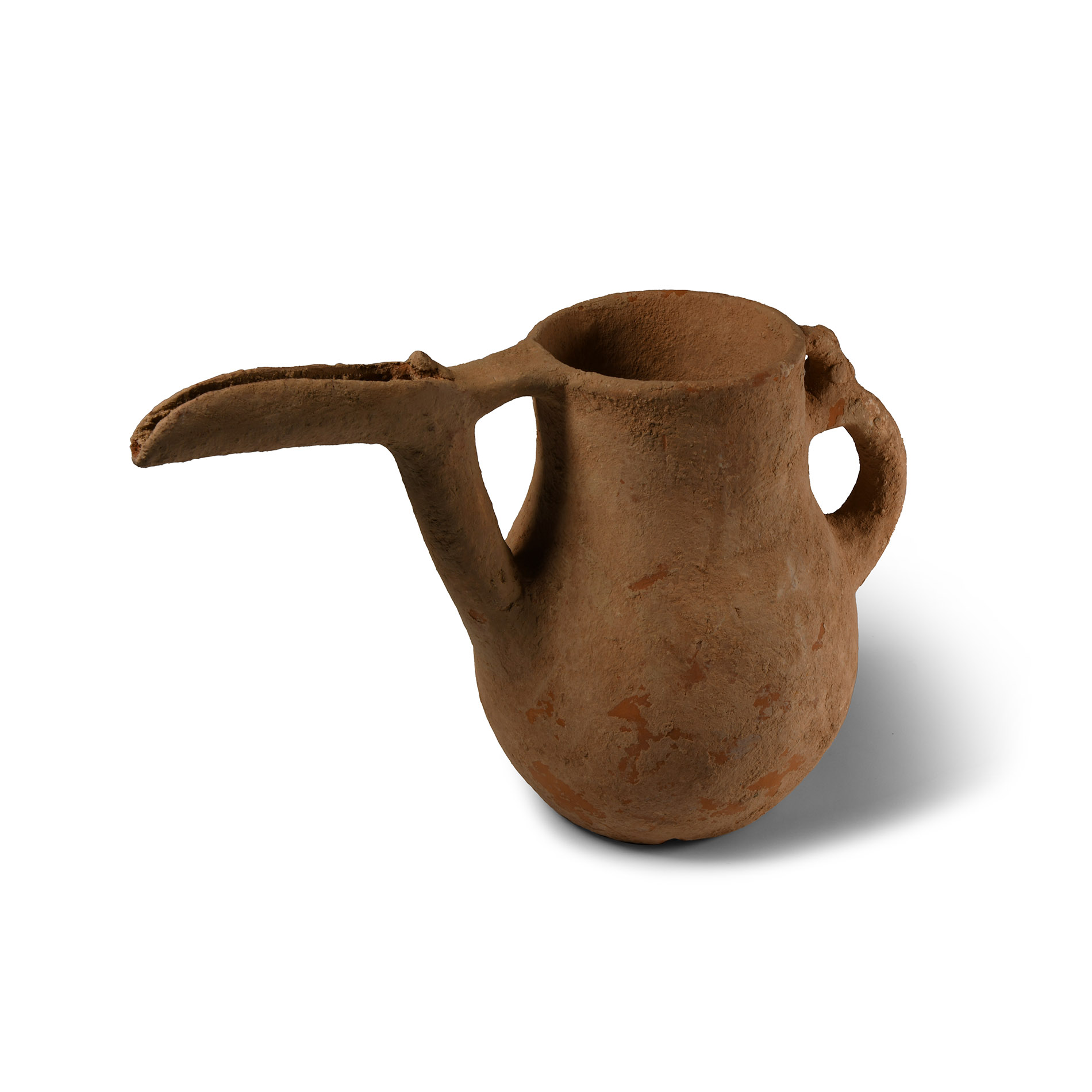 Luristan Bird-Spouted Terracotta Vessel with Animal Handle