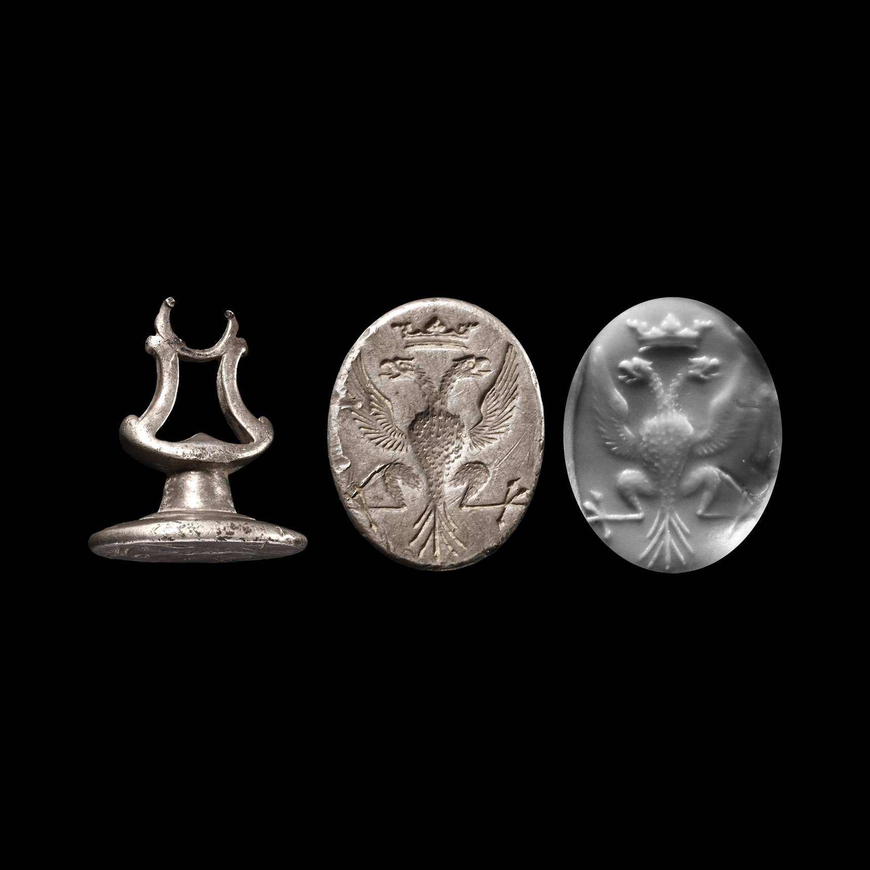 Georgian Silver Seal Matrix with Double-Headed Eagle