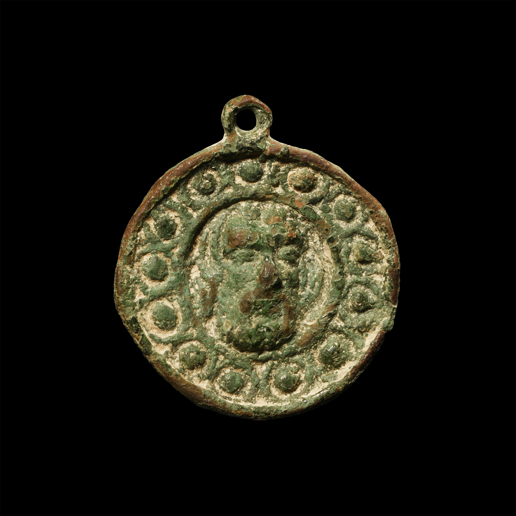 Medieval Bronze Badge with Head of Saint John the Baptist
