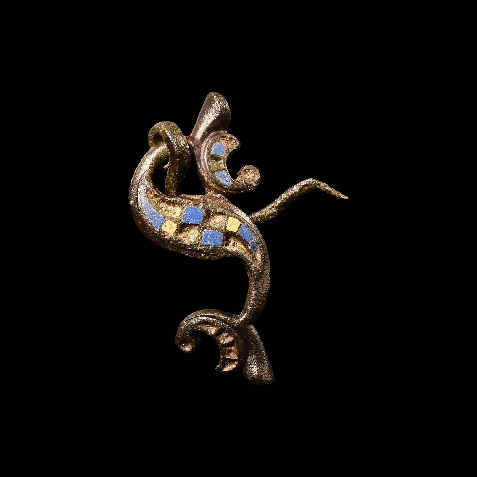 Romano-Celtic 'Brigantian' Enamelled Bronze Dragonesque Brooch