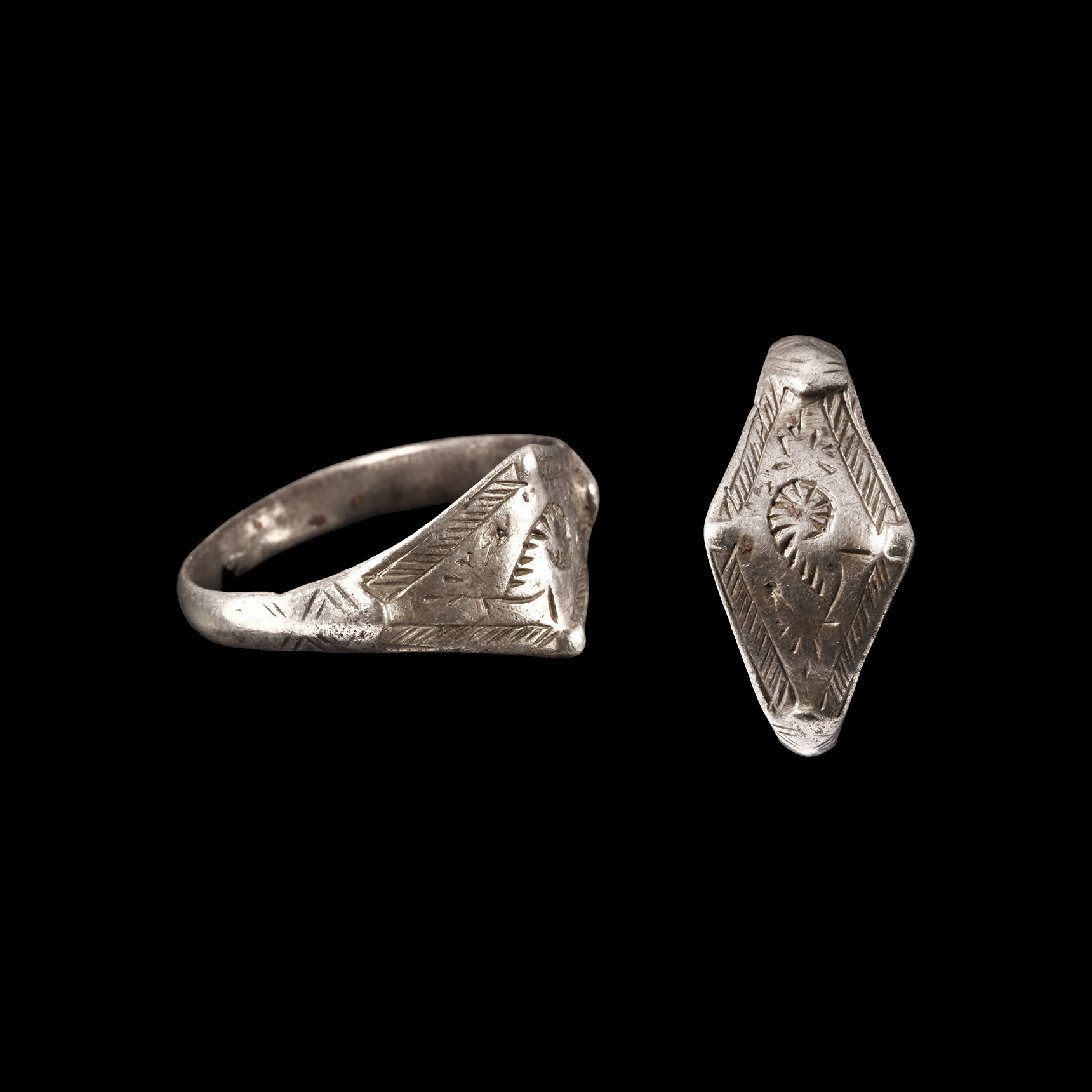 Viking Age Silver Ring with Scroll Motif